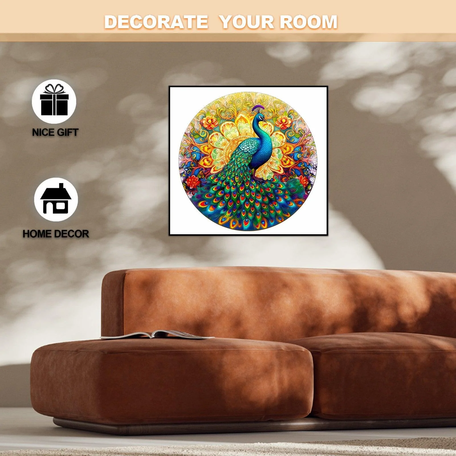Mandala Peacock Wooden Jigsaw Puzzle - Image 8
