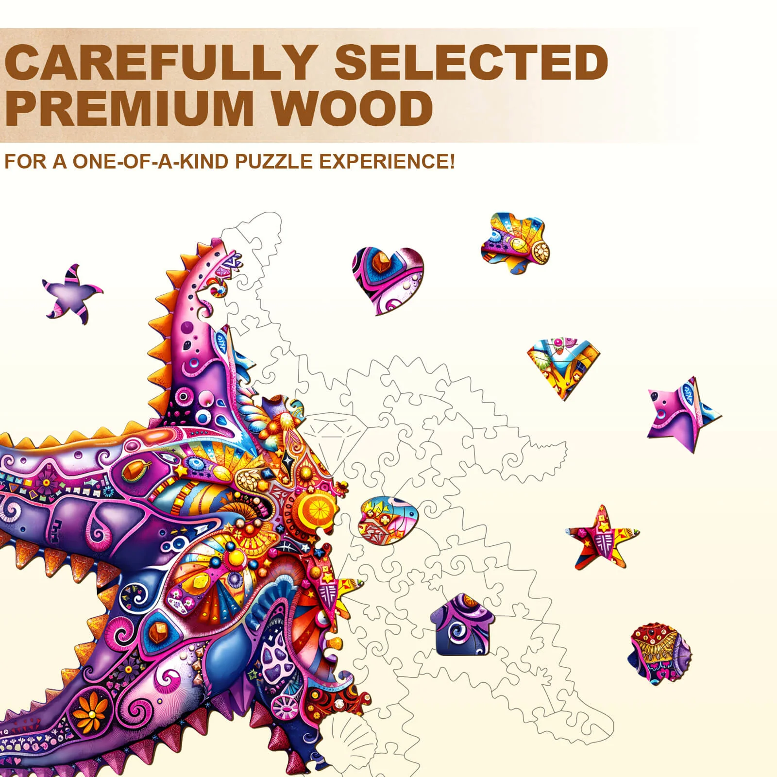 Mandala Starfish Wooden Jigsaw Puzzle - Image 2