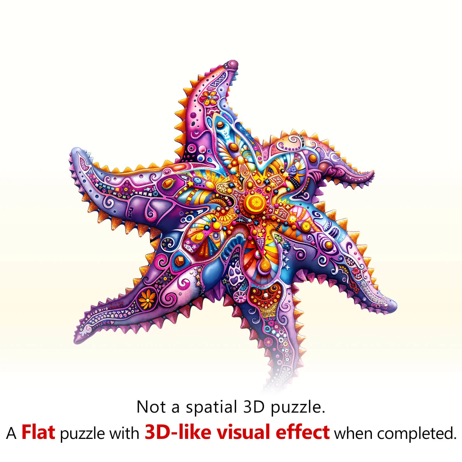 Mandala Starfish Wooden Jigsaw Puzzle - Image 3