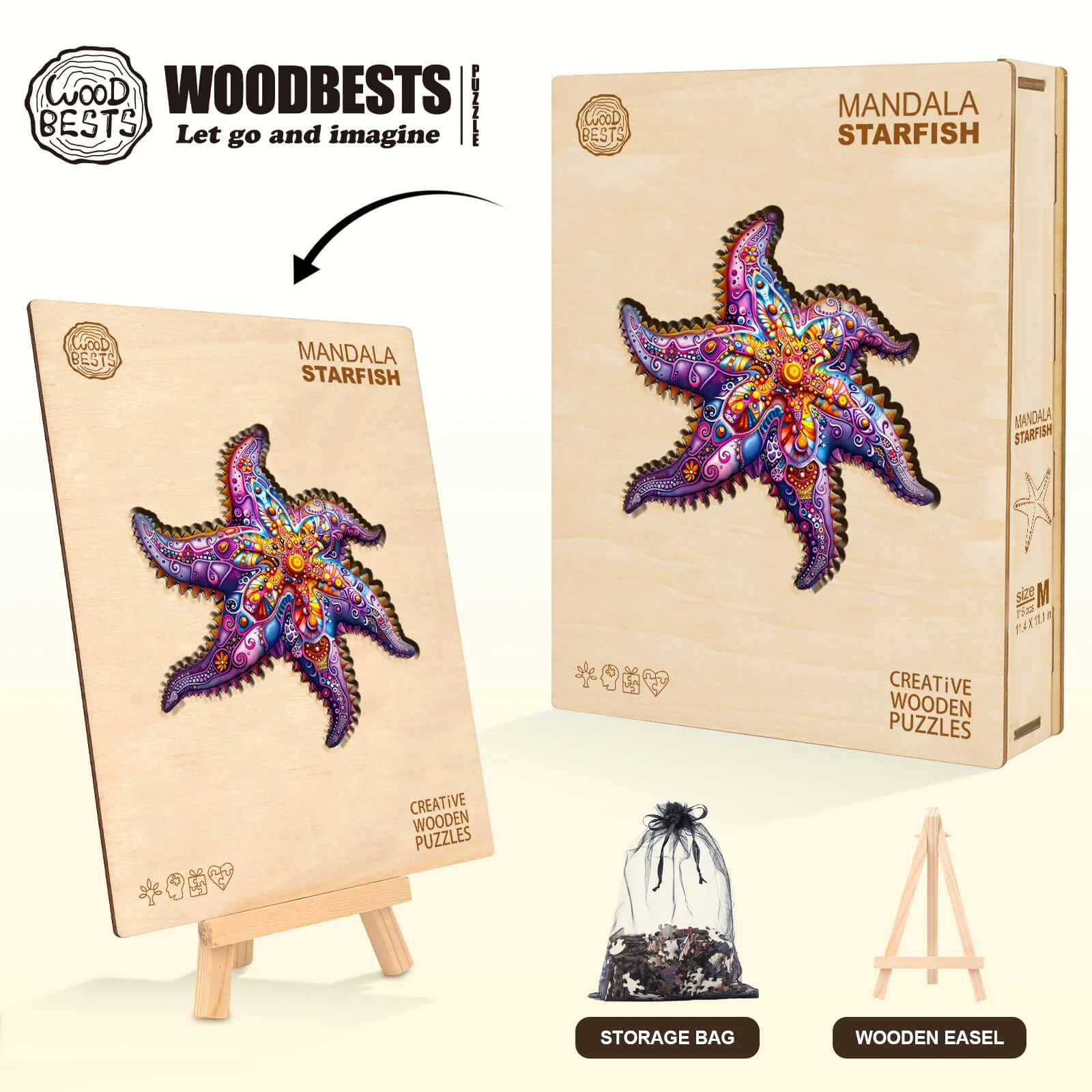 Mandala Starfish Wooden Jigsaw Puzzle - Image 7