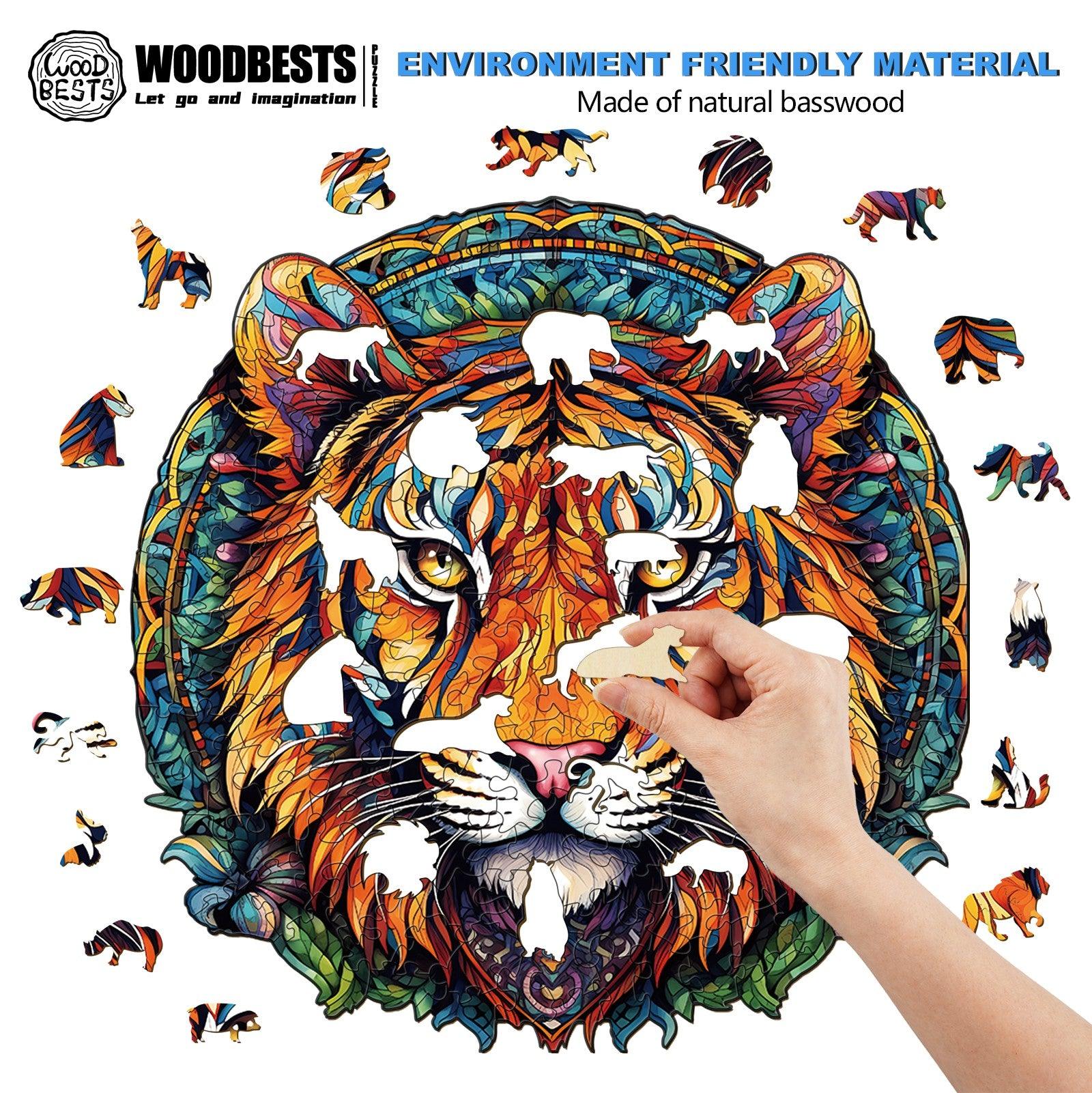 Mandala Tiger Wooden Jigsaw Puzzle - Image 5