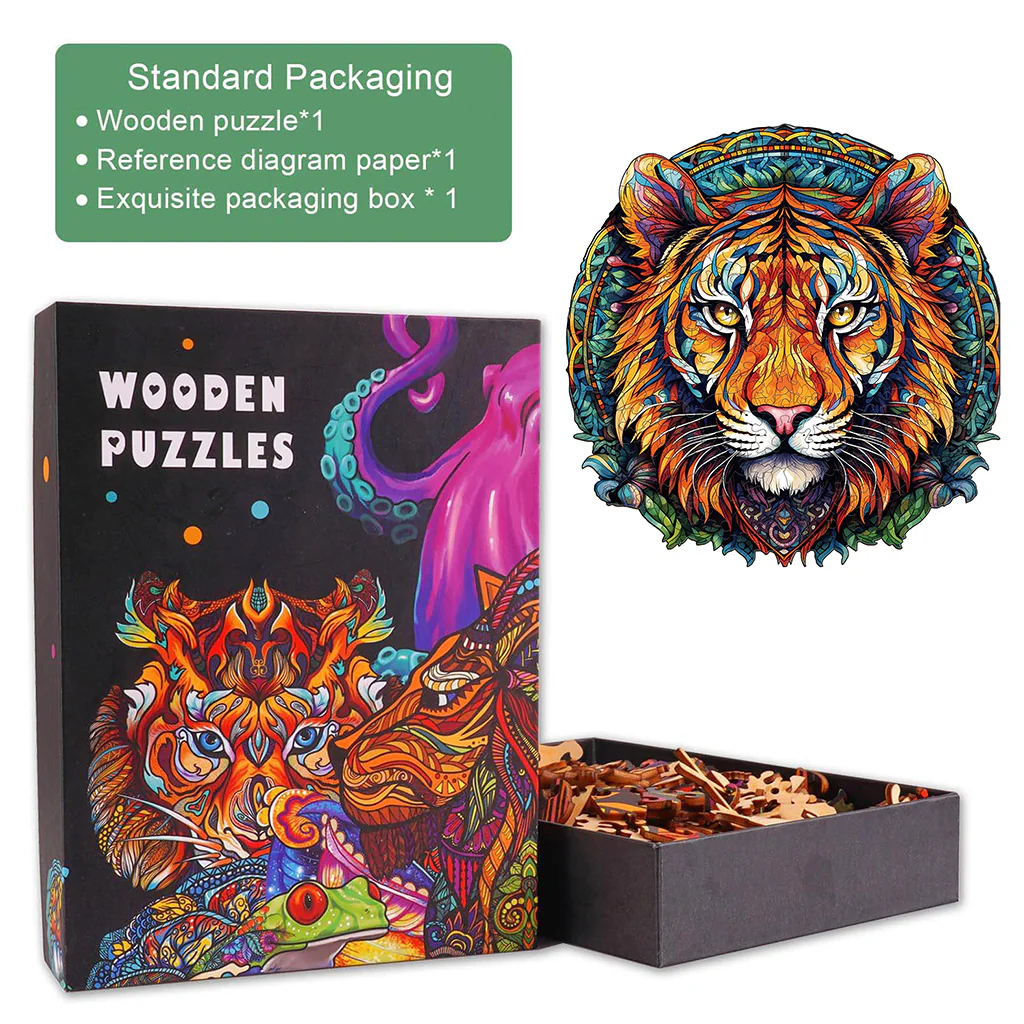 Mandala Tiger Wooden Jigsaw Puzzle - Image 6