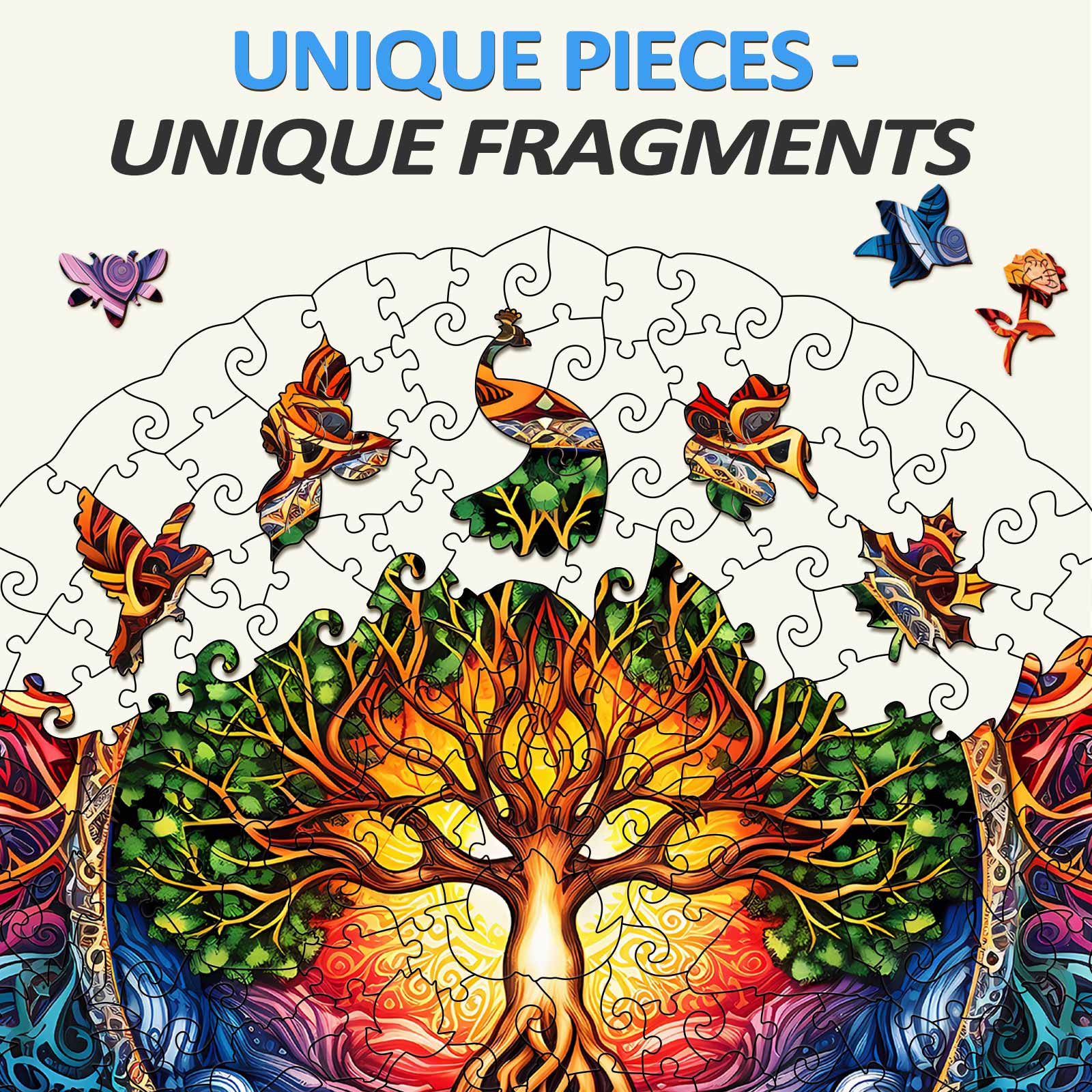 Mandala Tree of Life-1 Wooden Jigsaw Puzzle - Image 3