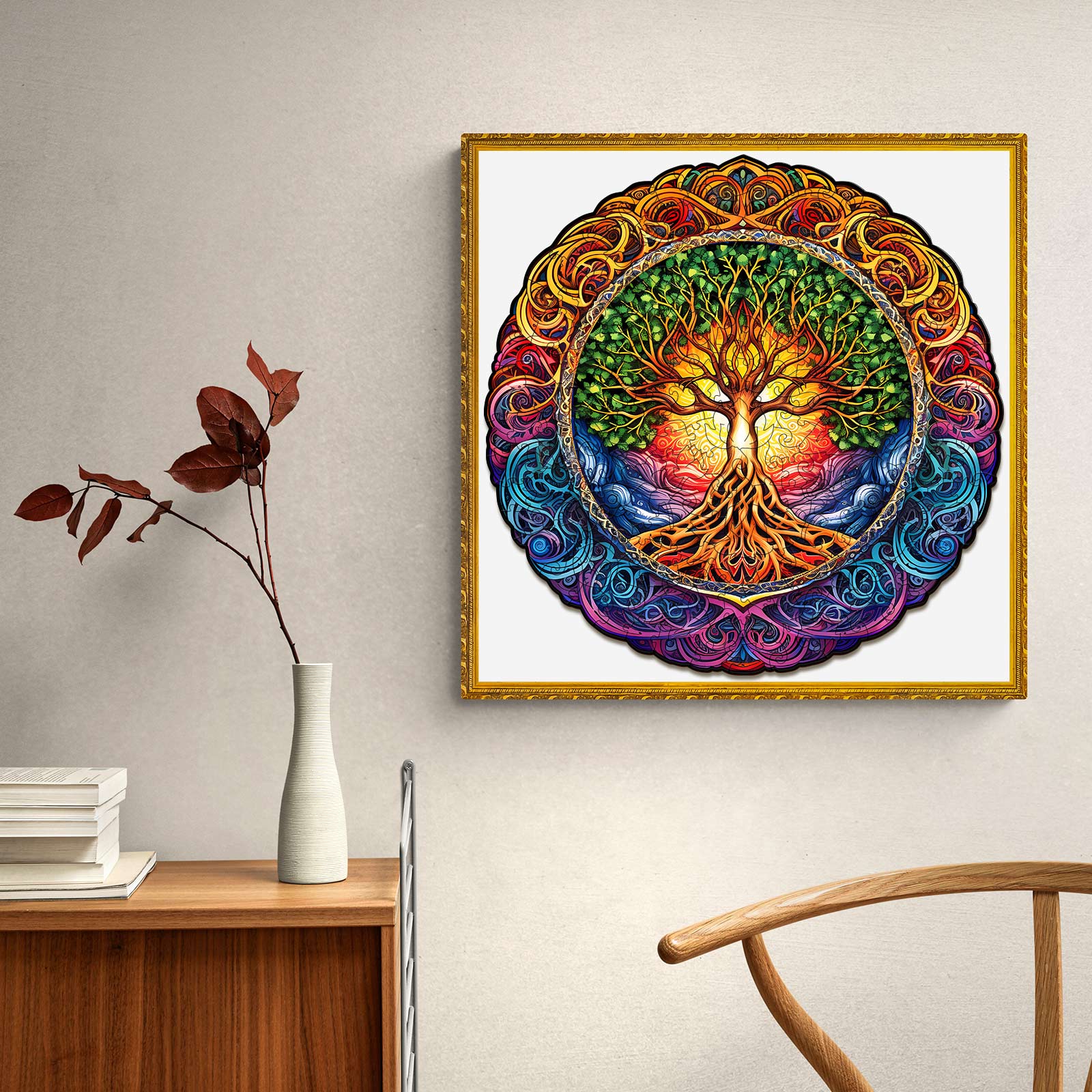 Mandala Tree of Life-1 Wooden Jigsaw Puzzle - Image 9