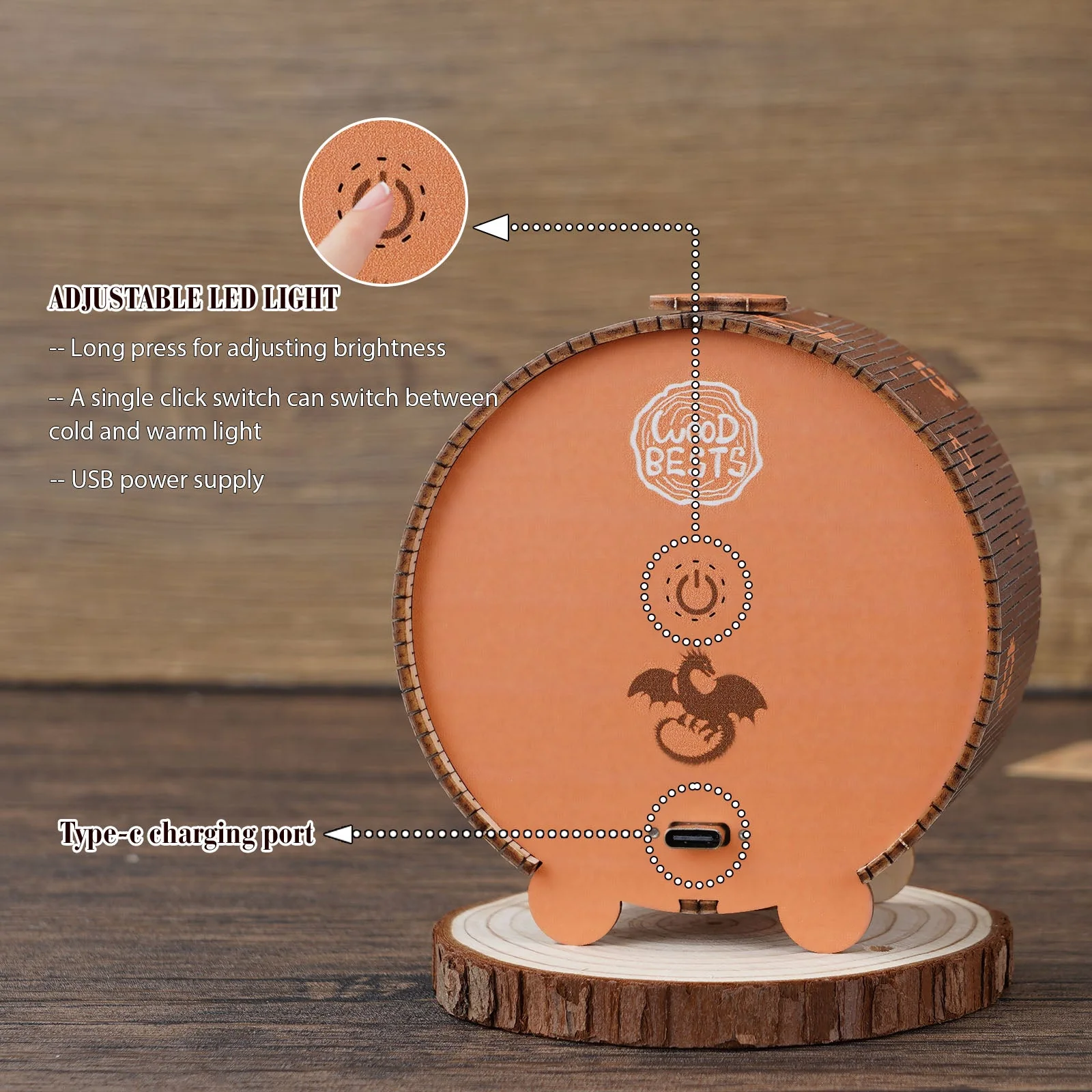 Mechanical Dragon Kit - 3D Wooden Puzzle Night Light - Image 7