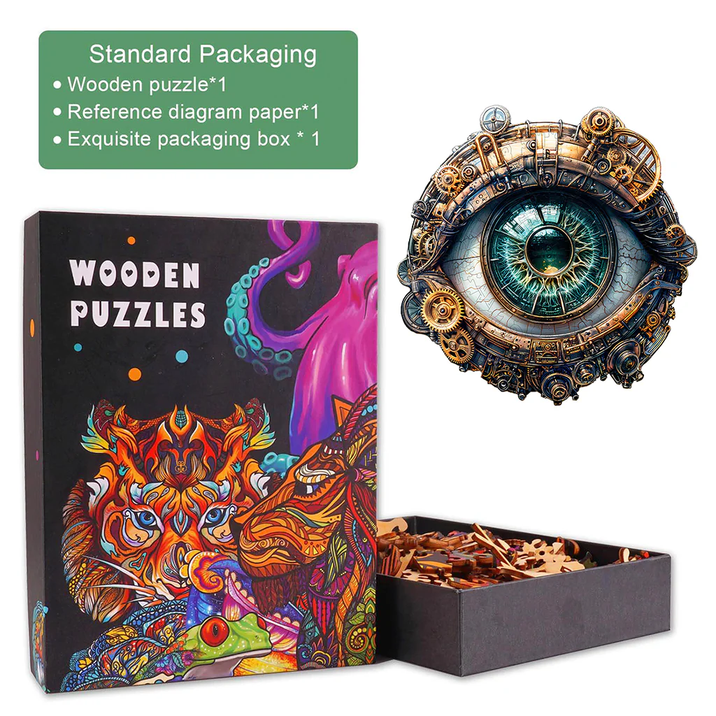 3D Mechanical eyes Wooden Jigsaw Puzzle - Image 6