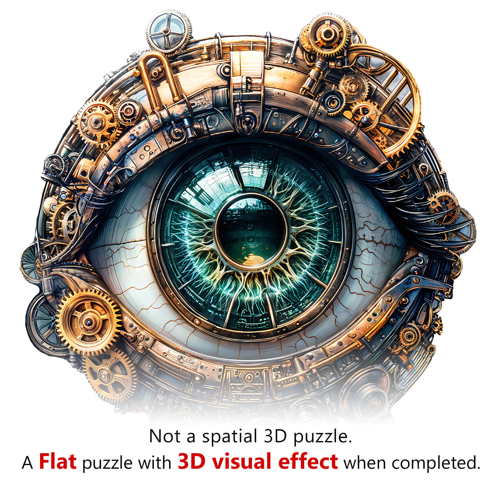 3D Mechanical eyes Wooden Jigsaw Puzzle - Image 9