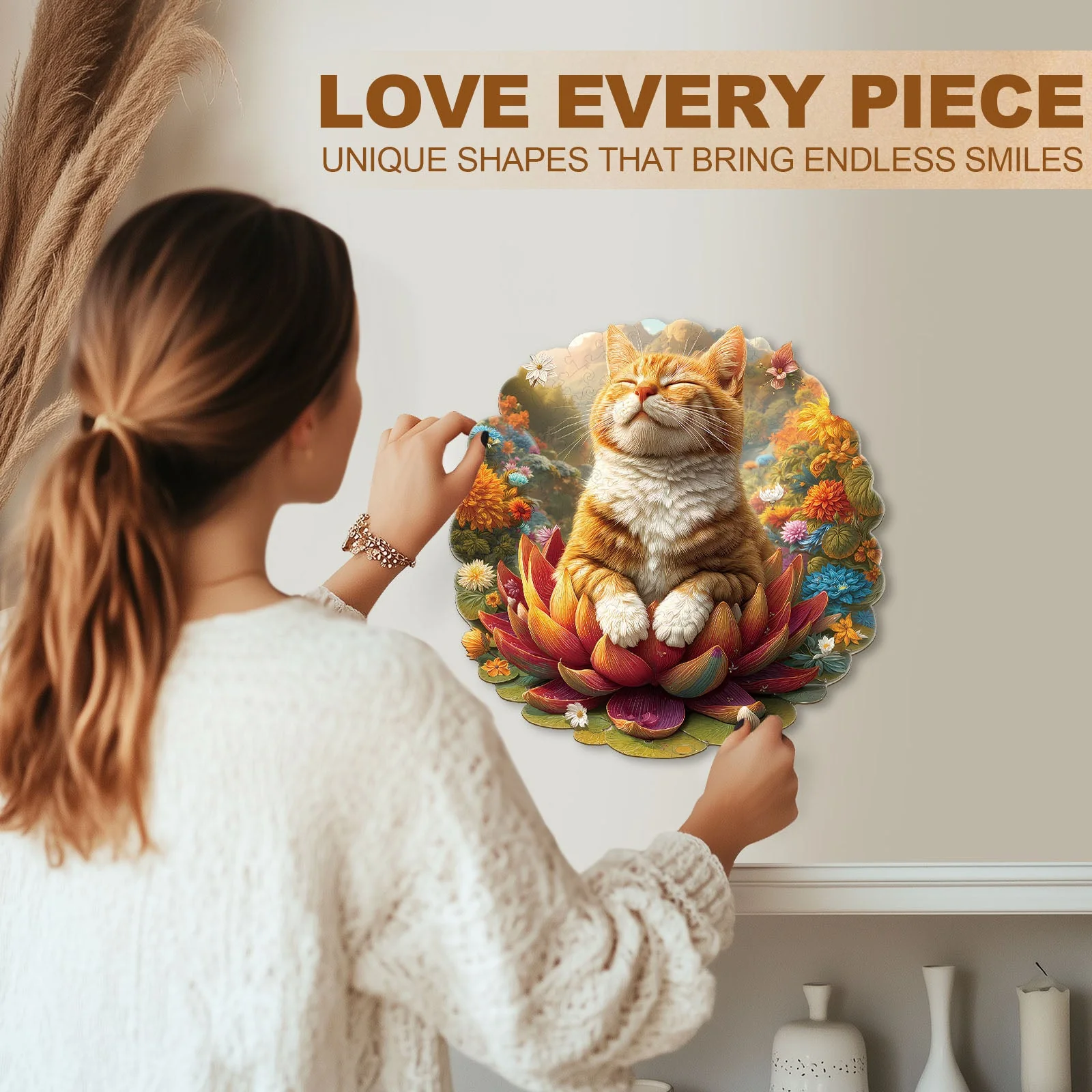 Meditating Cat Wooden Jigsaw Puzzle - Image 8