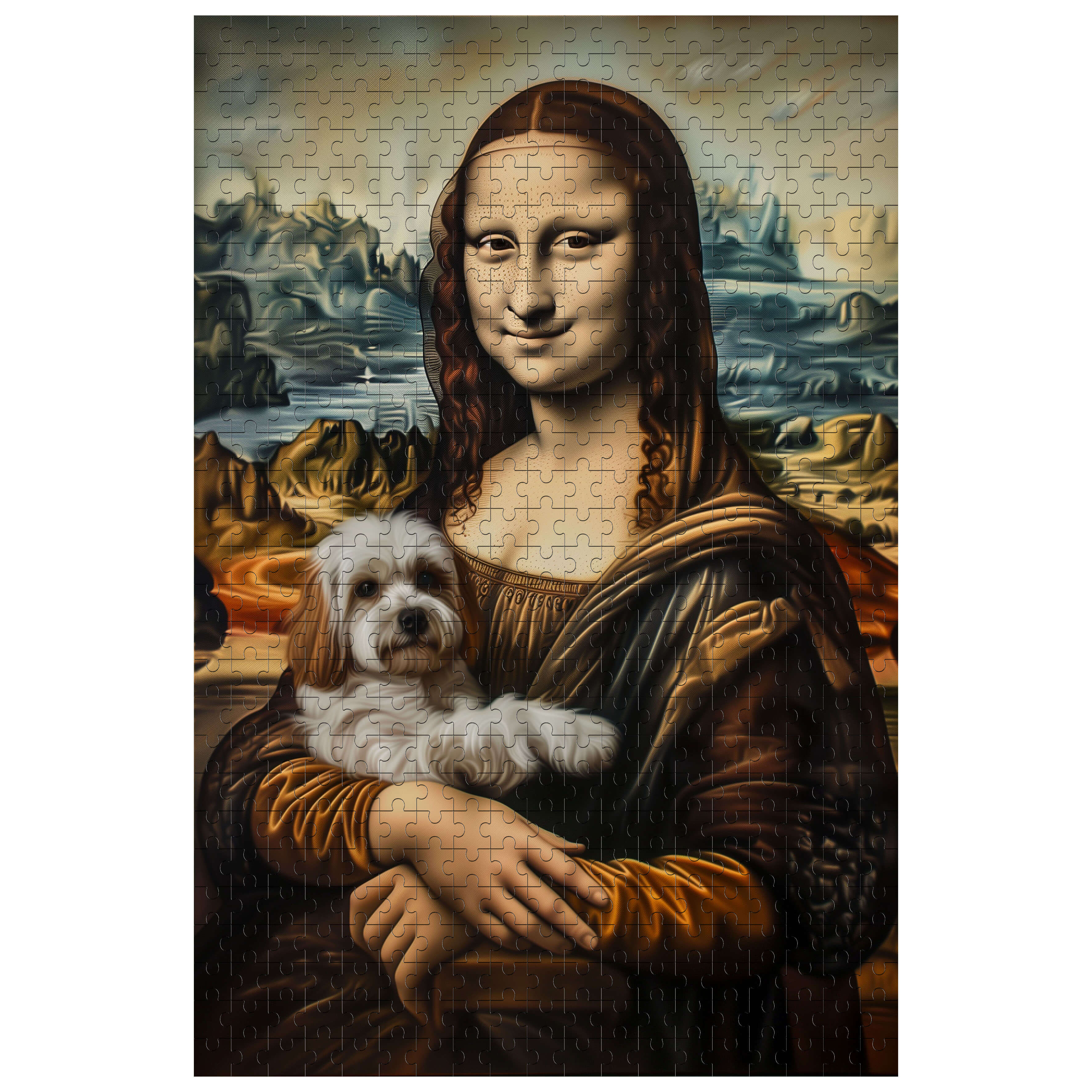 Mona Lisa and Puppy 500 / 1000 Piece Puzzle - Image 3