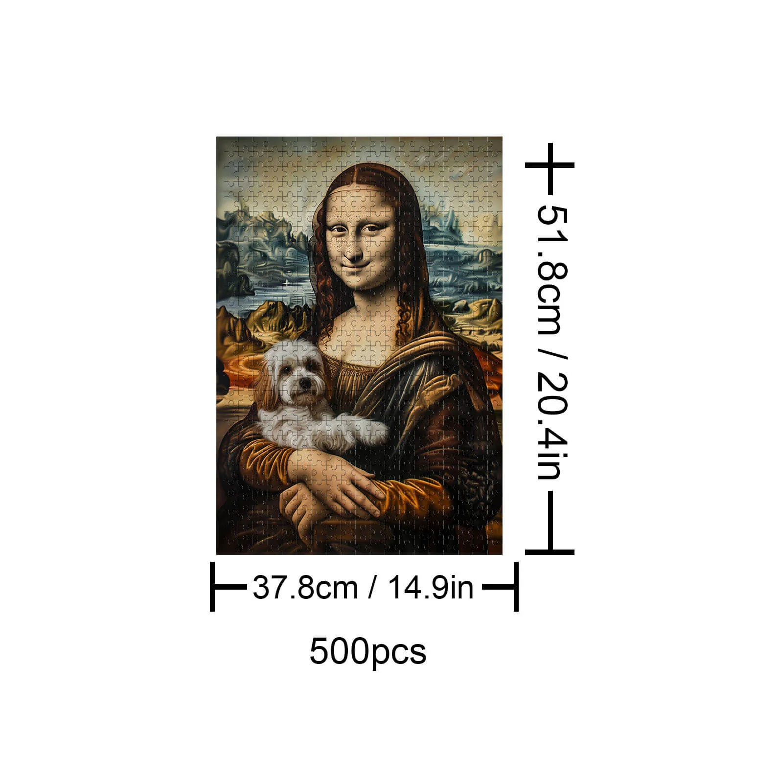 Mona Lisa and Puppy 500 / 1000 Piece Puzzle - Image 4