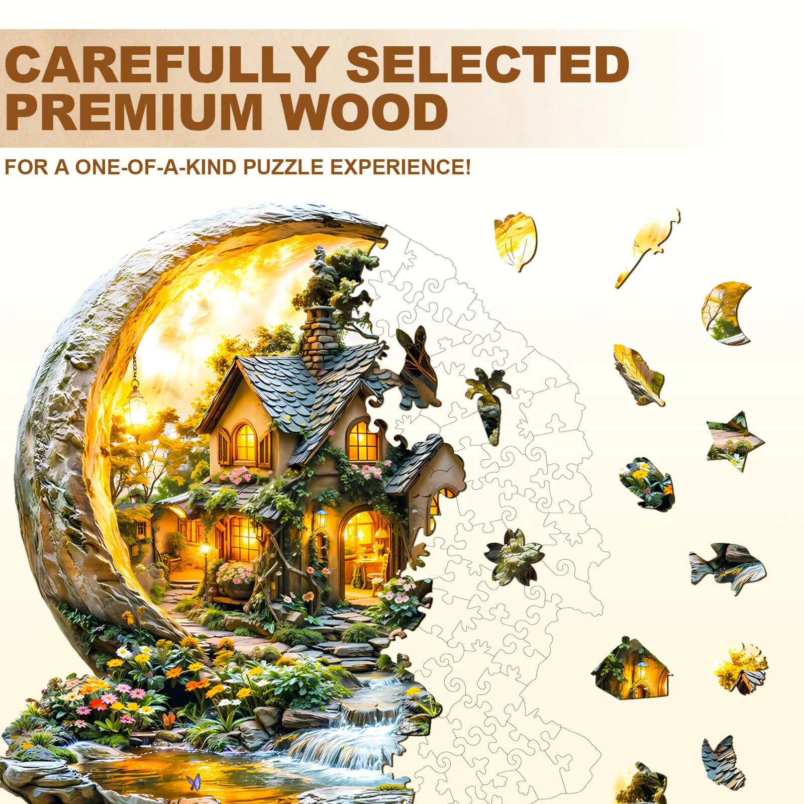 Moonlight Garden-1 Wooden Jigsaw Puzzle - Image 3