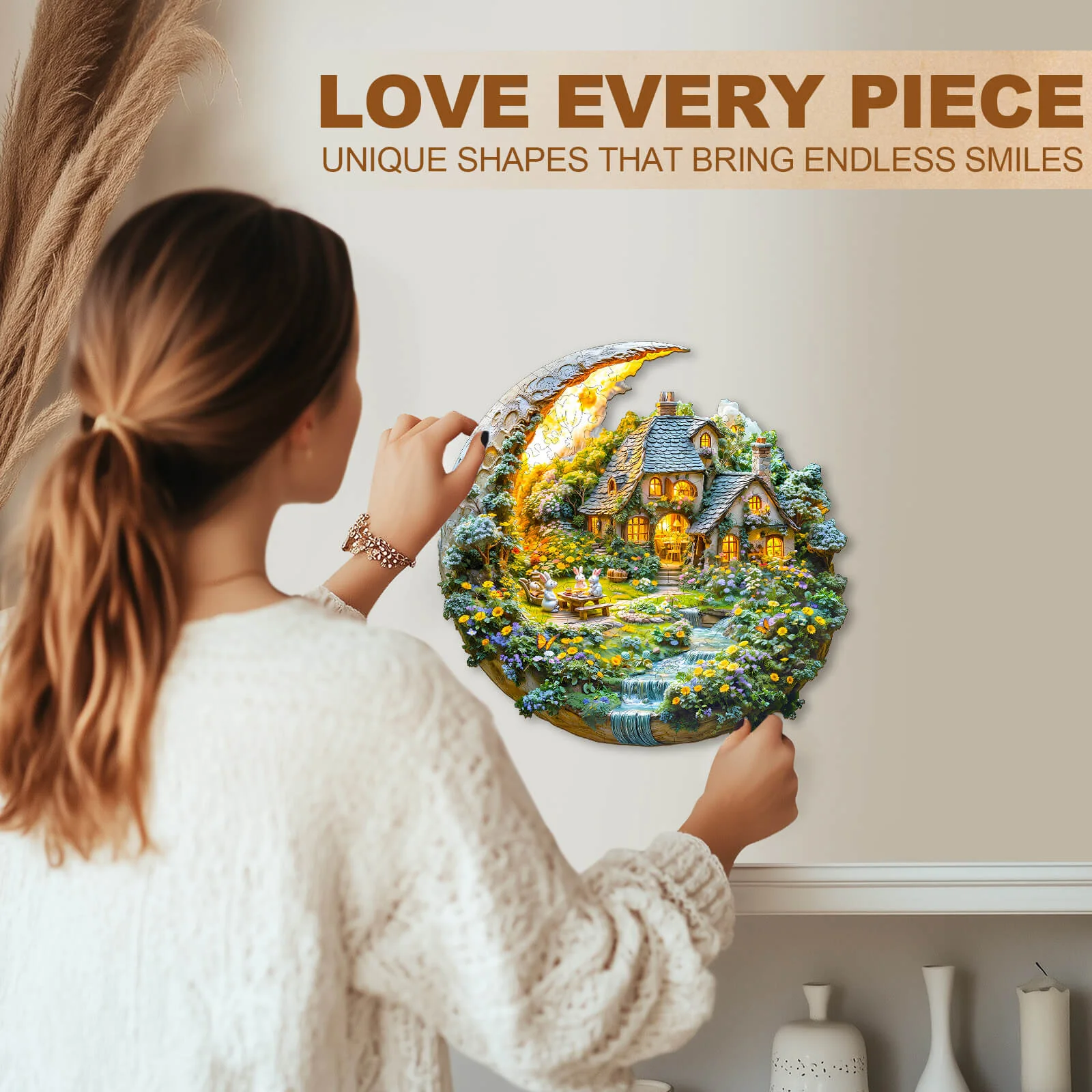 Moonlight Garden-2 Wooden Jigsaw Puzzle - Image 11