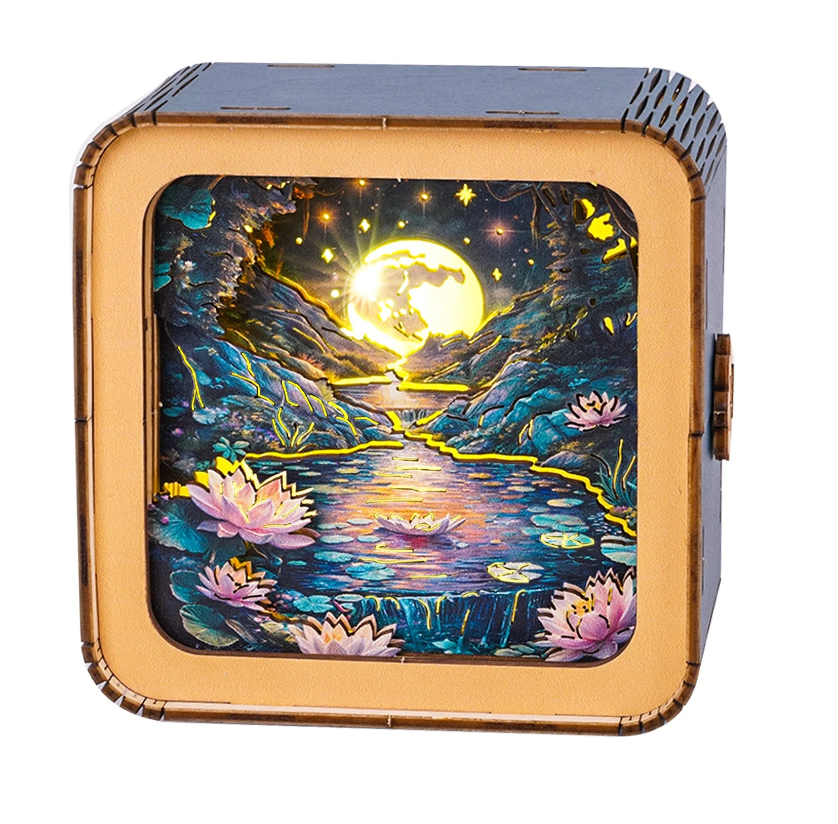 Moonlight over Lotus Pond Kit - 3D Wooden Puzzle Night Light - Image 8