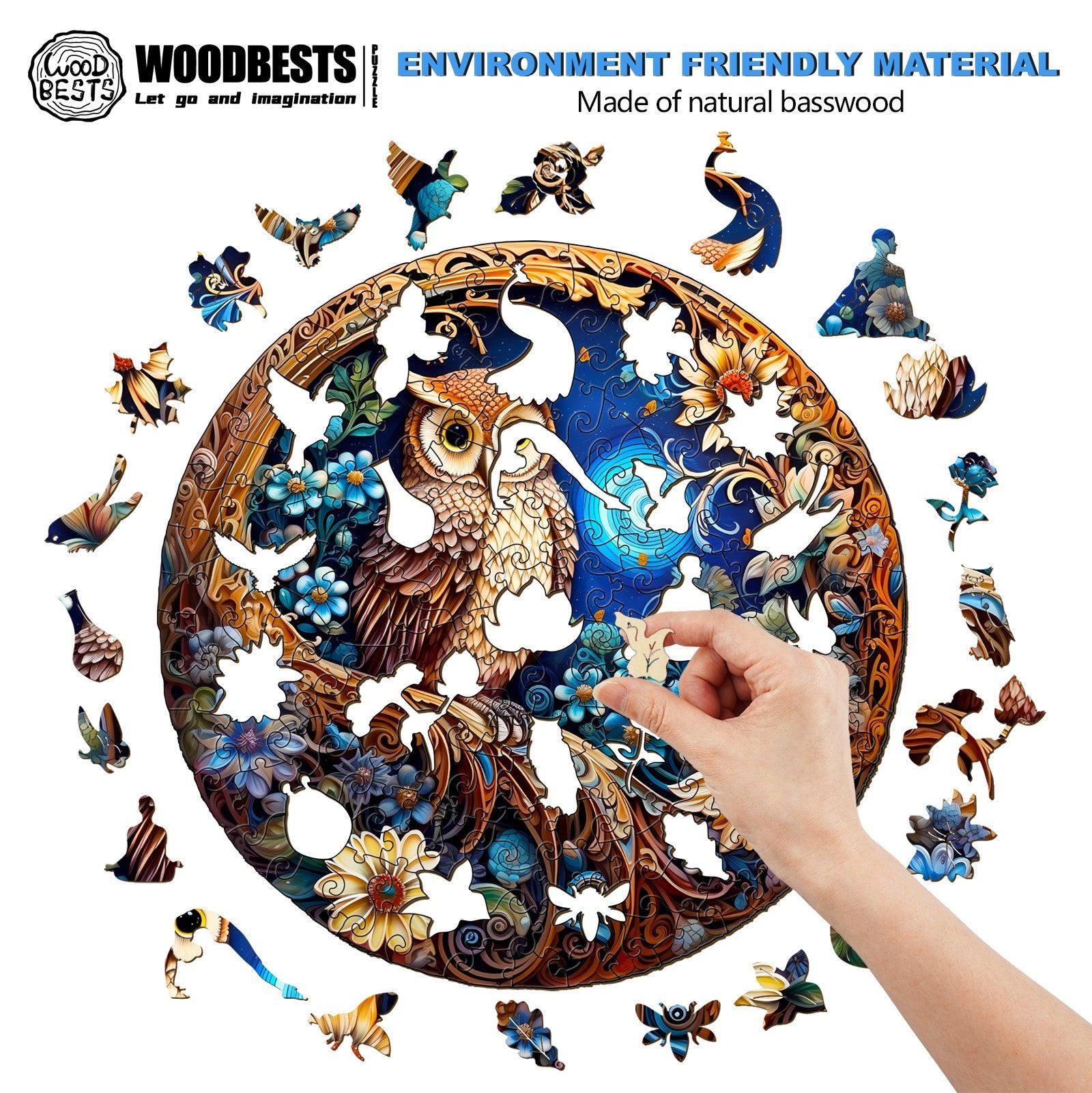 Moonlight Owl Wooden Jigsaw Puzzle - Image 3