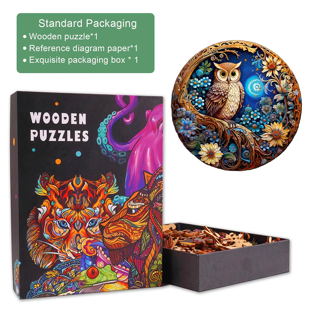Moonlight Owl Wooden Jigsaw Puzzle - Image 4