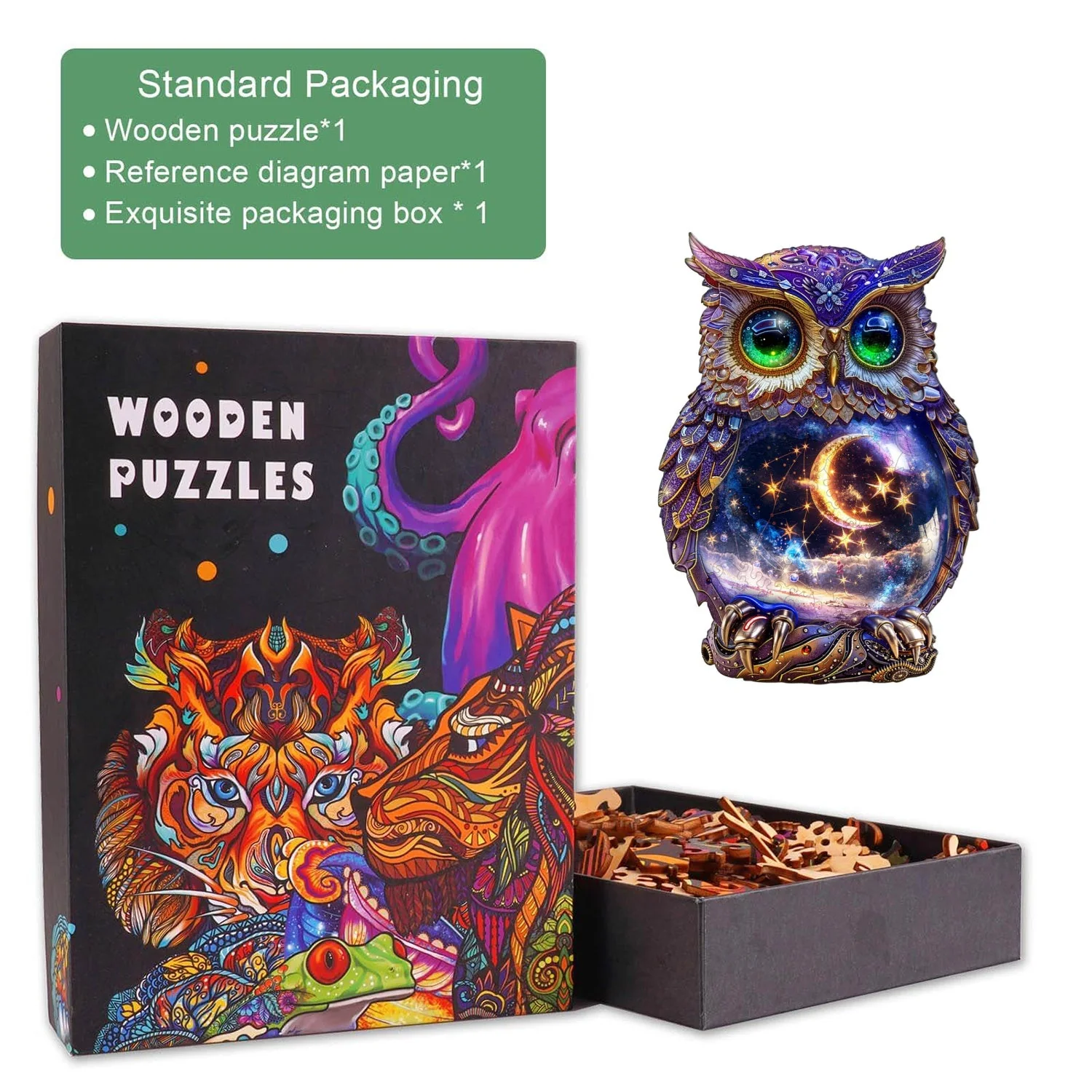 Moonlit Owl Wooden Jigsaw Puzzle - Image 5
