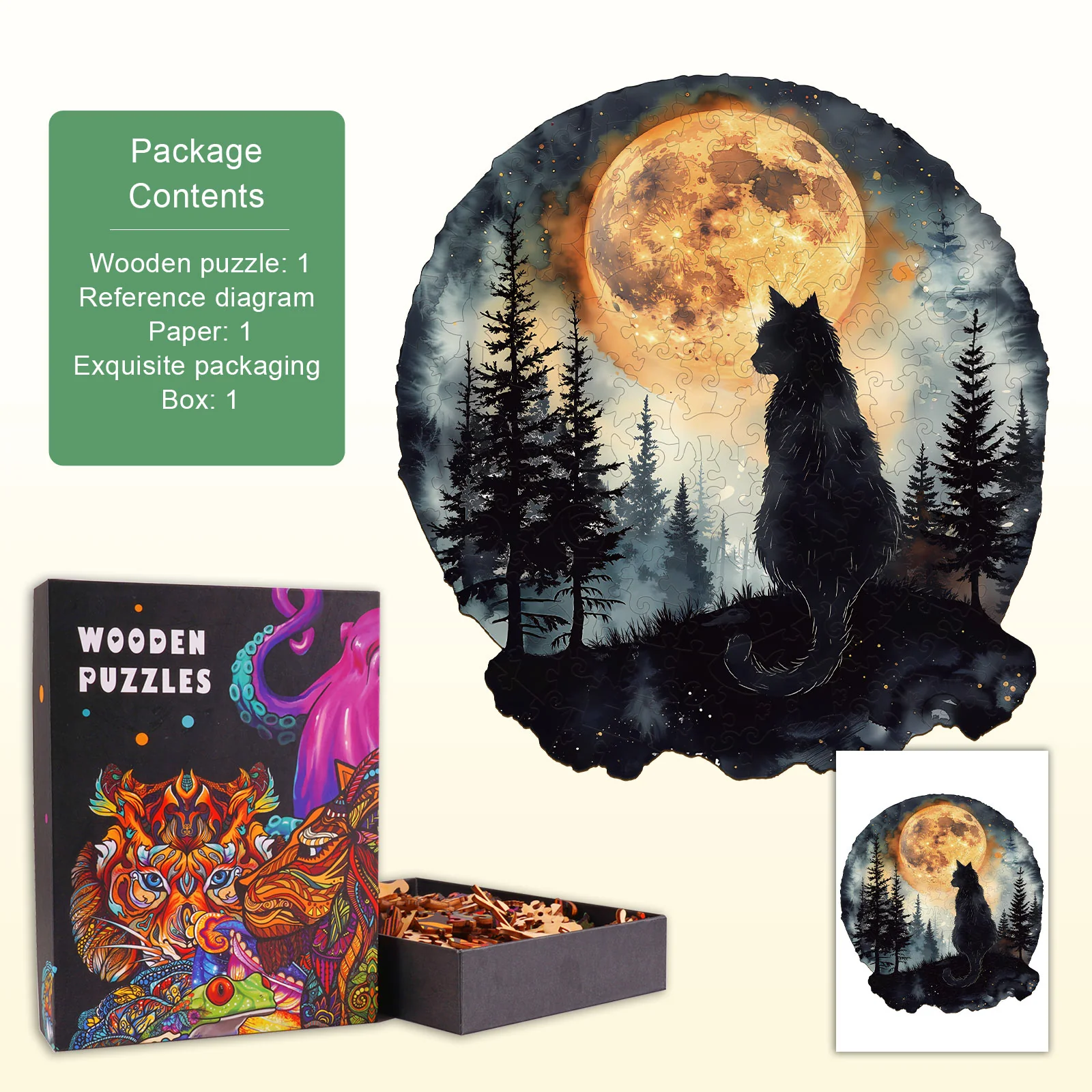 Moonlit Vigil Wooden Jigsaw Puzzle - Image 4