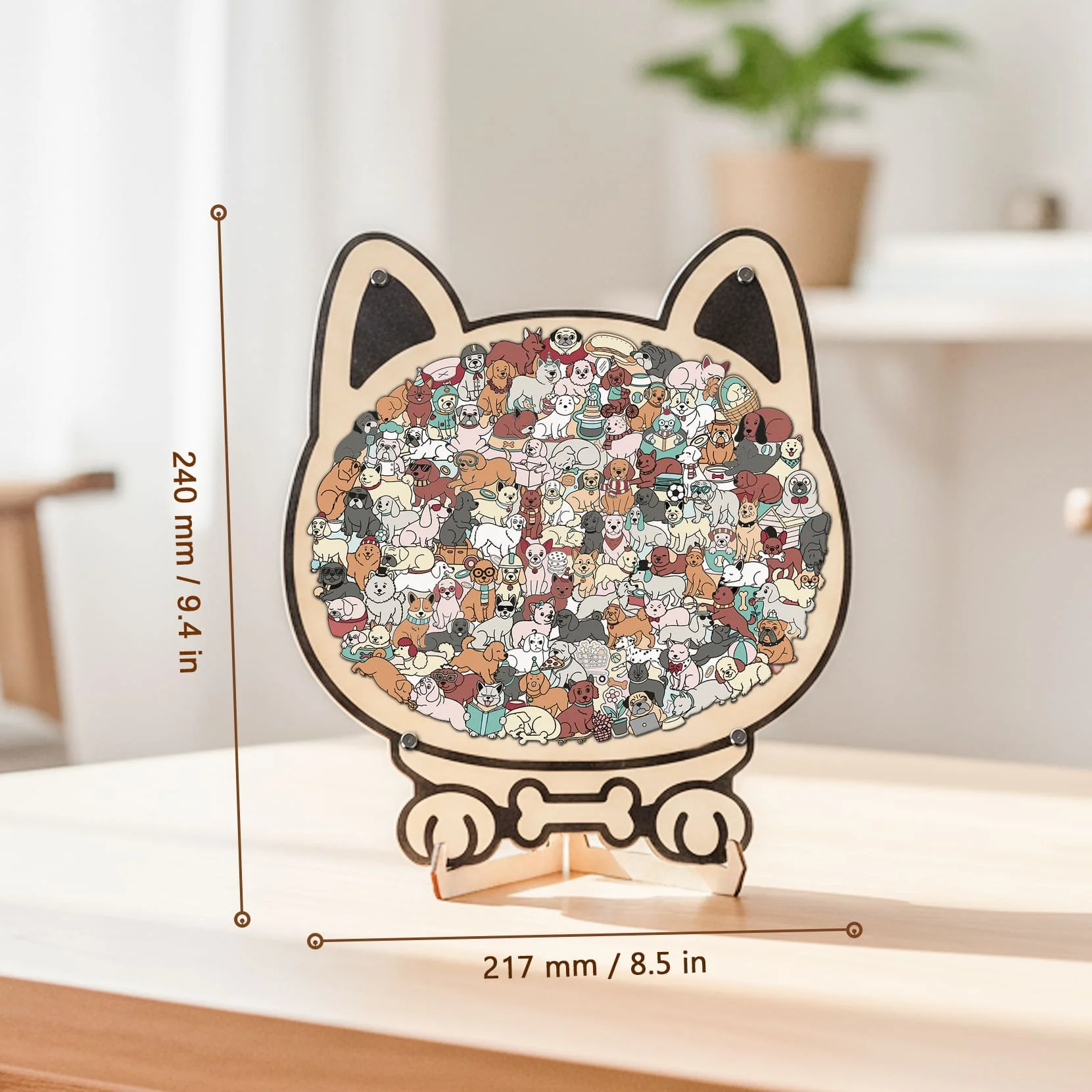 Morandi-Colored Dog Shaped Wooden Jigsaw Puzzle - Image 10