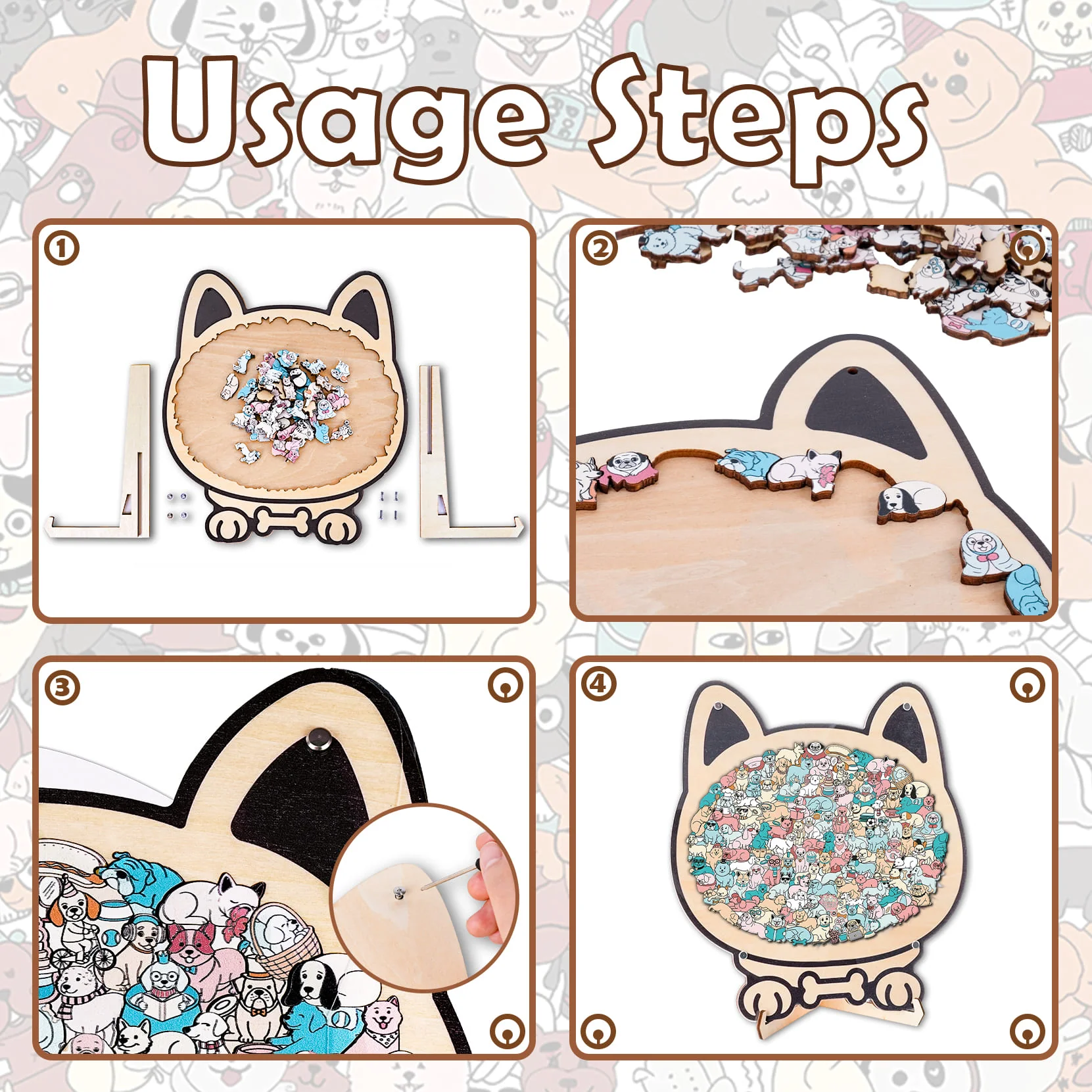Morandi-Colored Dog Shaped Wooden Jigsaw Puzzle - Image 5