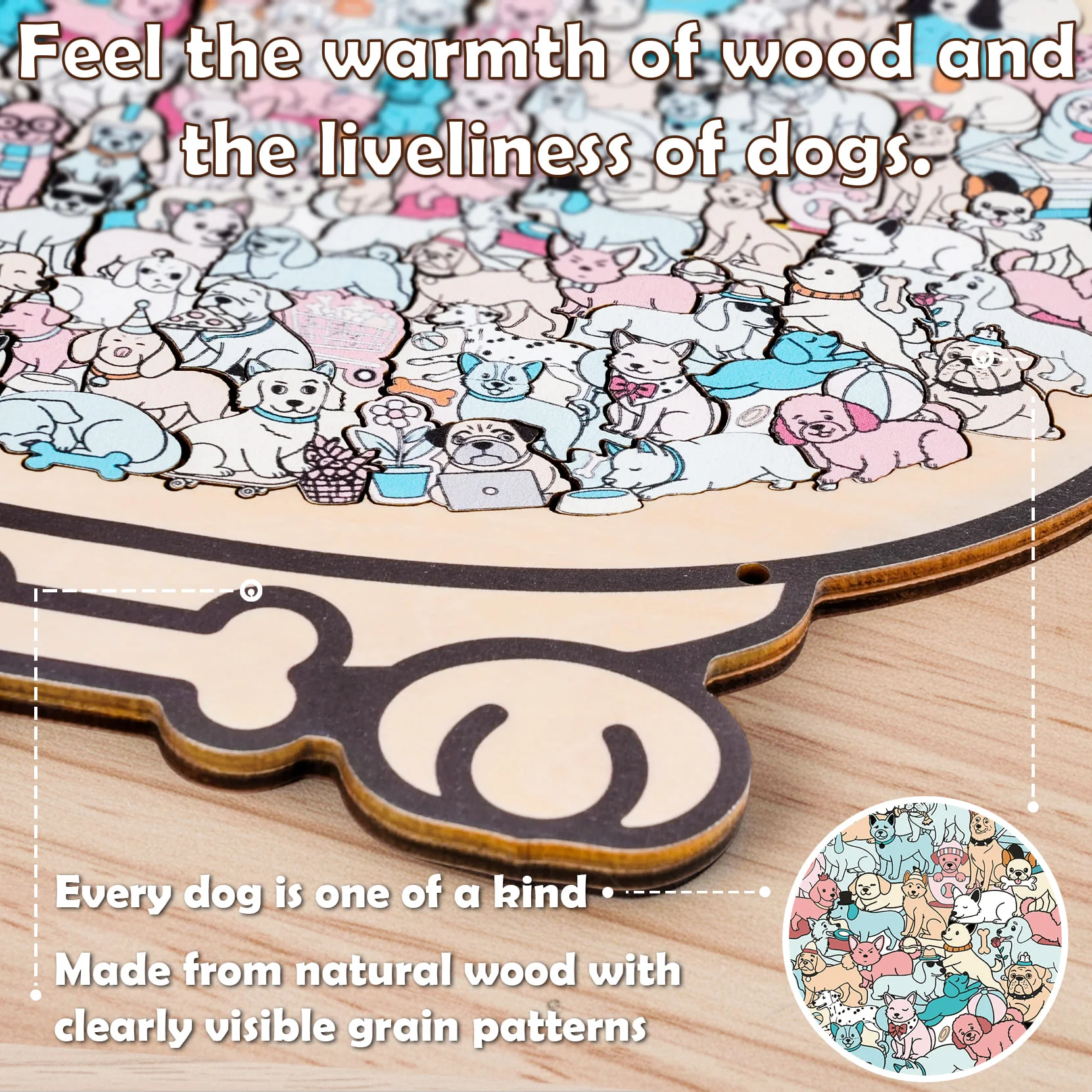 Morandi-Colored Dog Shaped Wooden Jigsaw Puzzle - Image 7