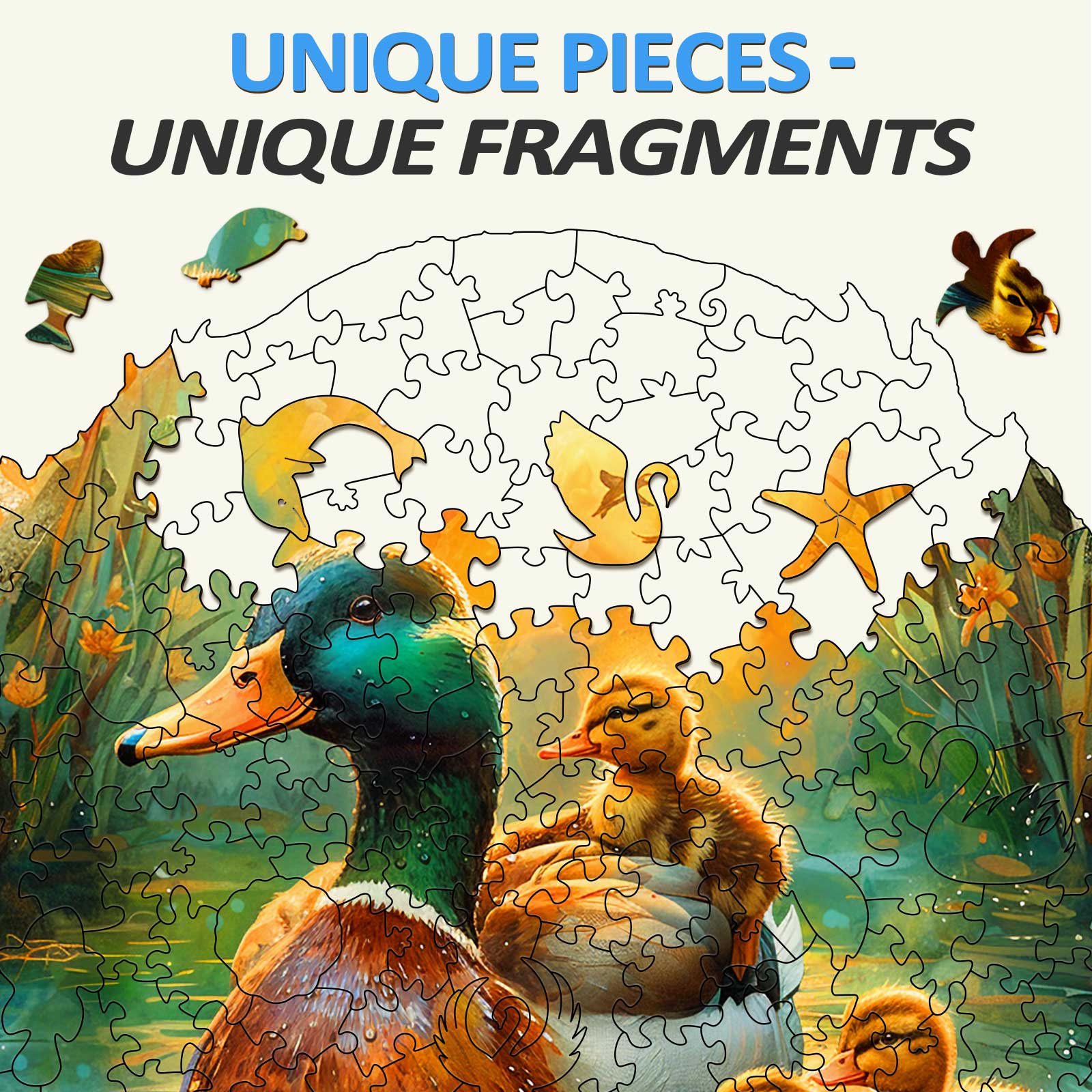 Mother Duck And Ducklings Wooden Jigsaw Puzzle - Image 2