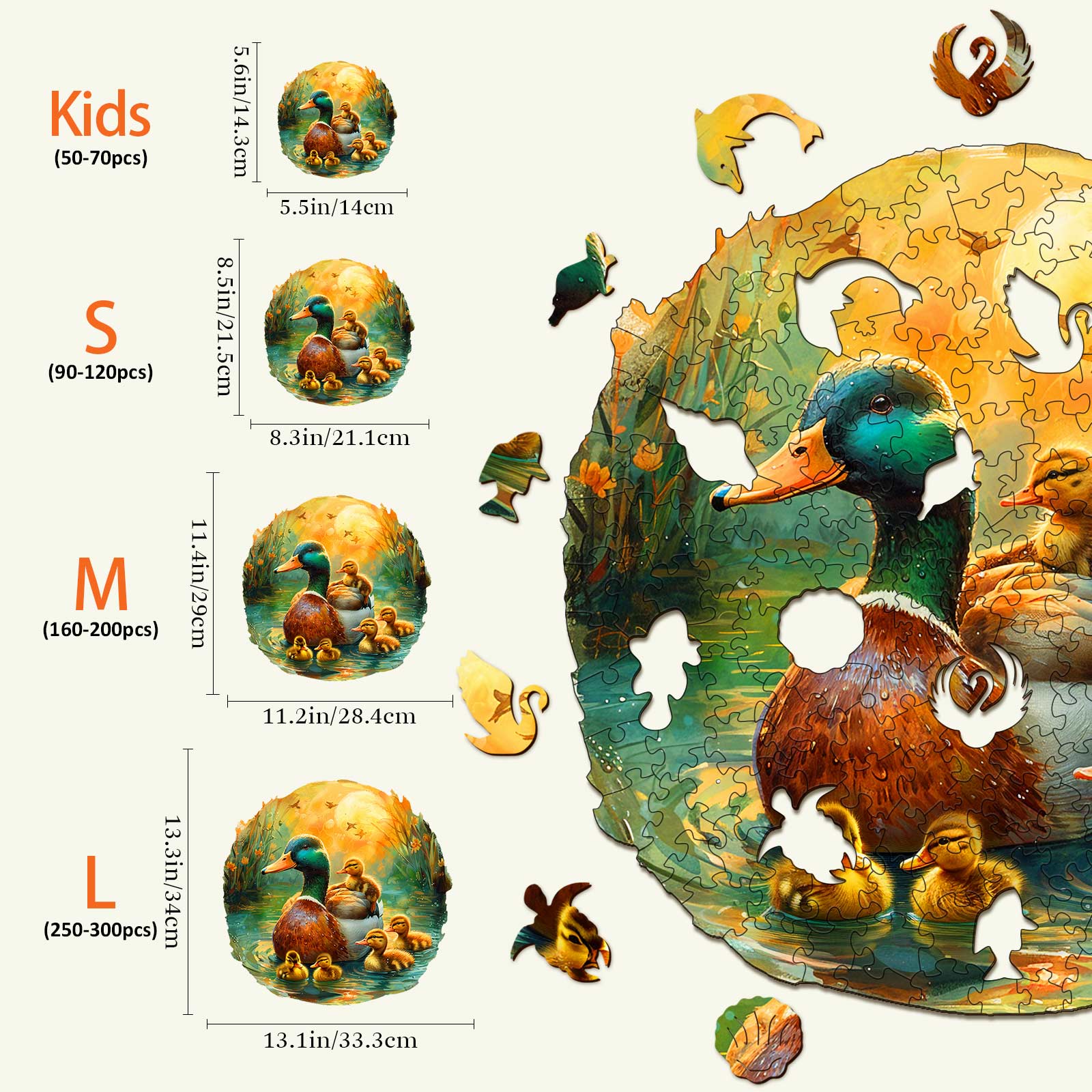 Mother Duck And Ducklings Wooden Jigsaw Puzzle - Image 3