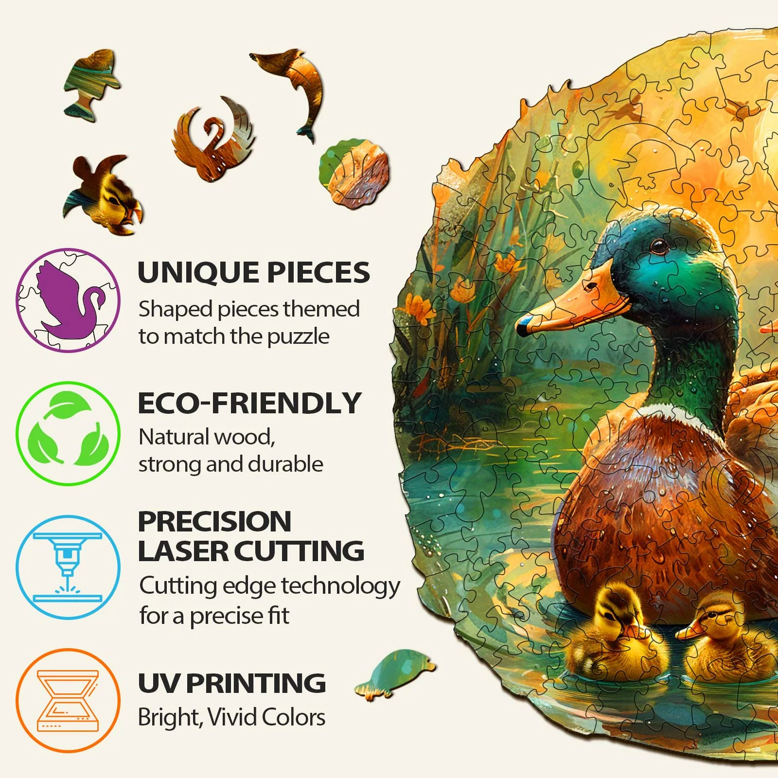 Mother Duck And Ducklings Wooden Jigsaw Puzzle - Image 4