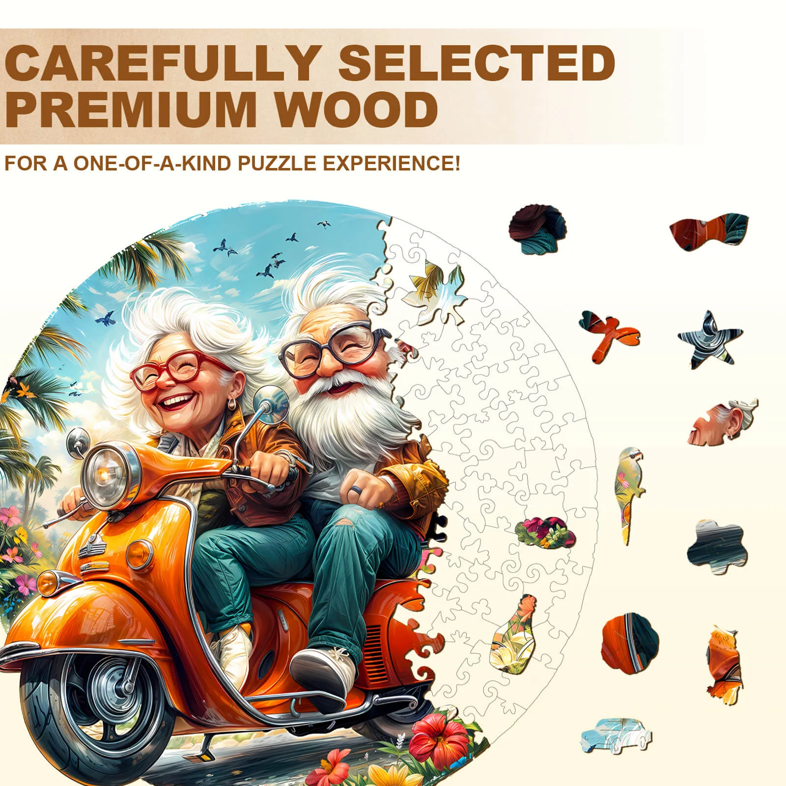 Motorcycle Granny-1 Wooden Jigsaw Puzzle - Image 3