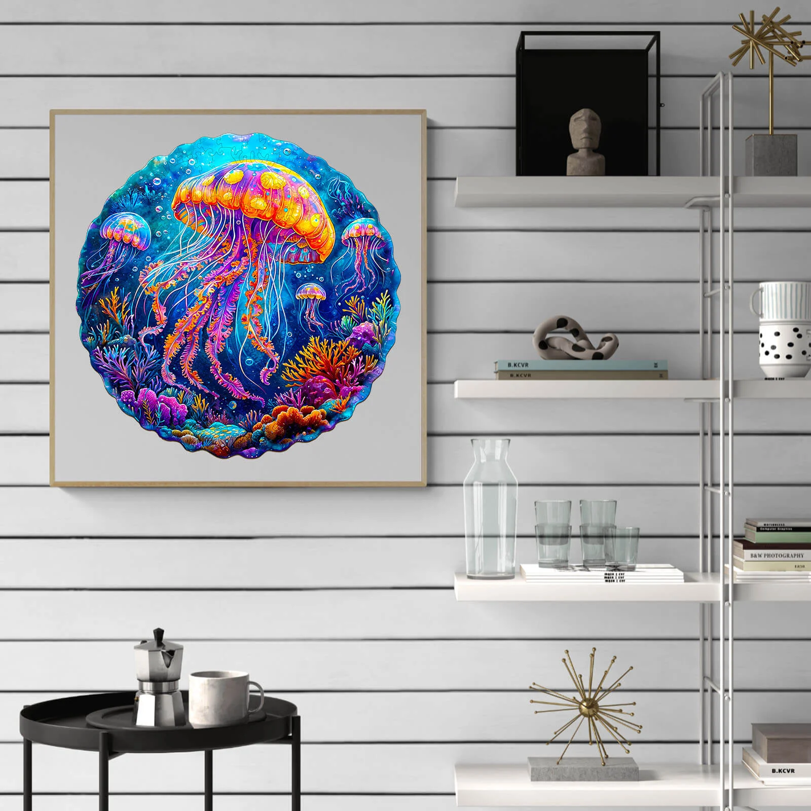 Multicolor jellyfish  Wooden Jigsaw Puzzle - Image 11