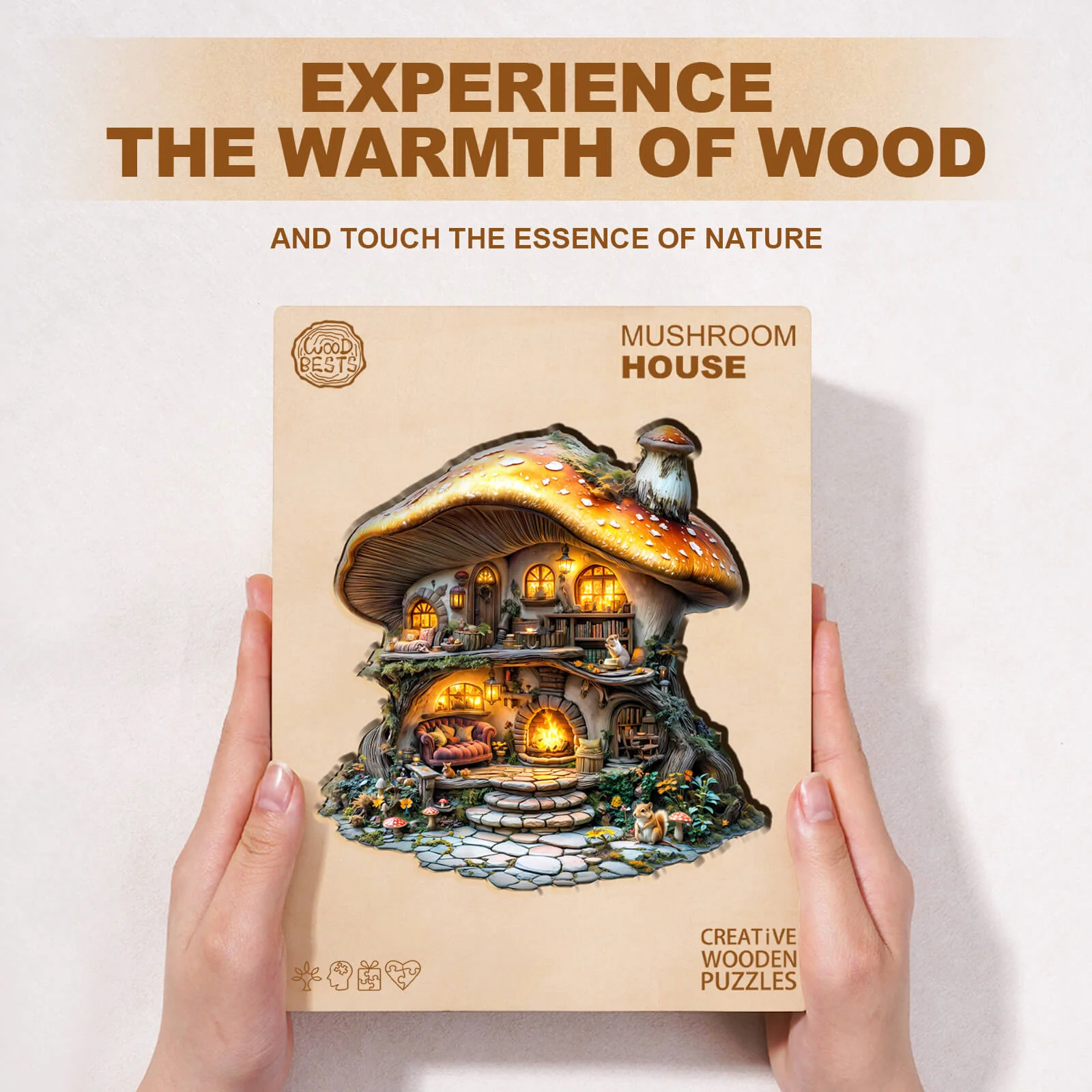 mushroom house Wooden Jigsaw Puzzle - Image 5