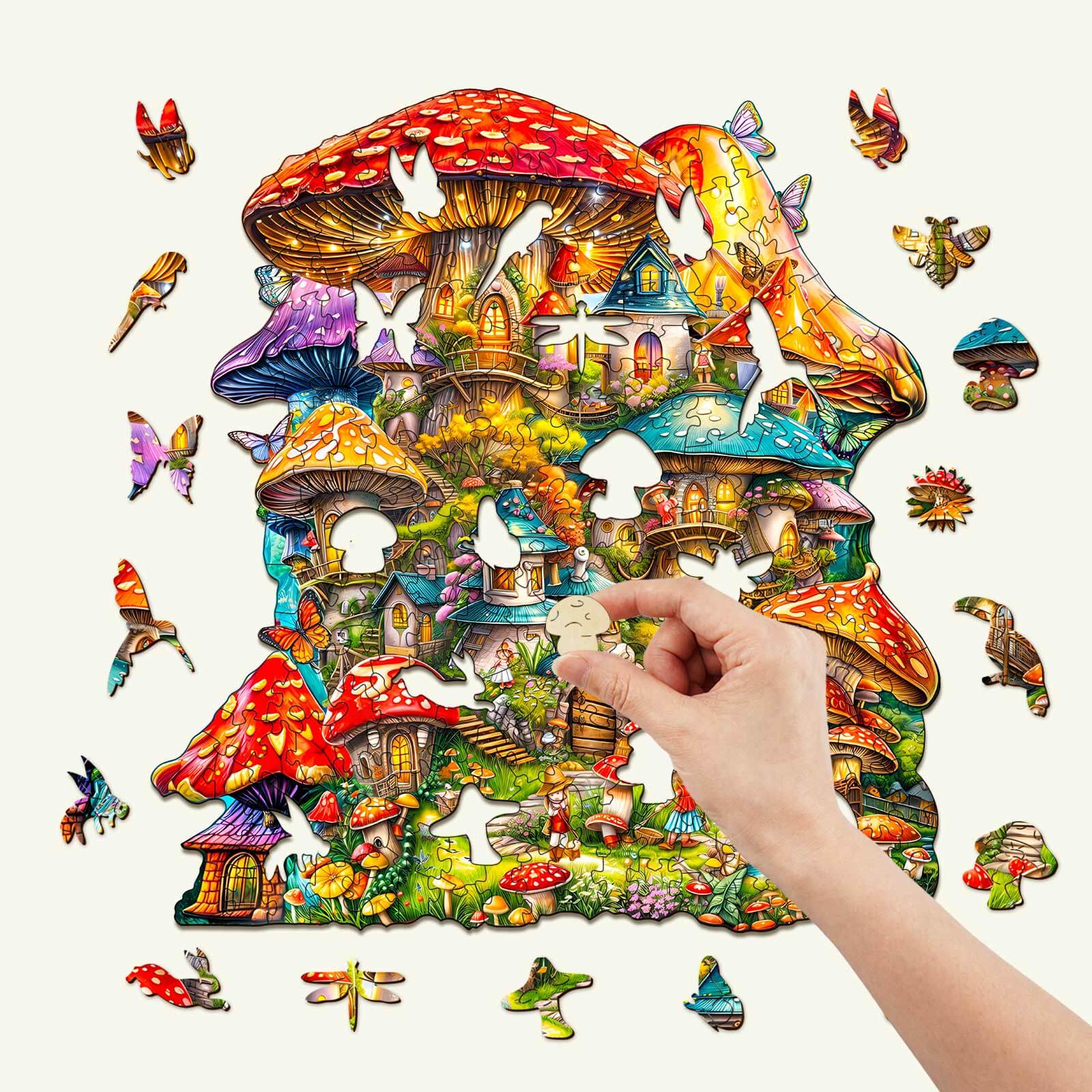 Mushroom House Wooden Jigsaw Puzzle - Image 2
