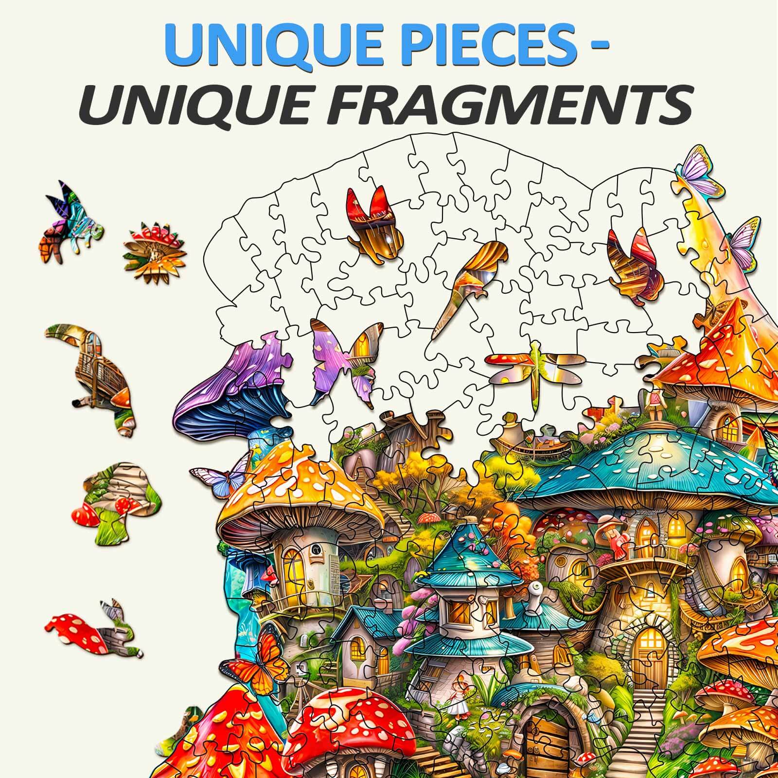 Mushroom House Wooden Jigsaw Puzzle - Image 3