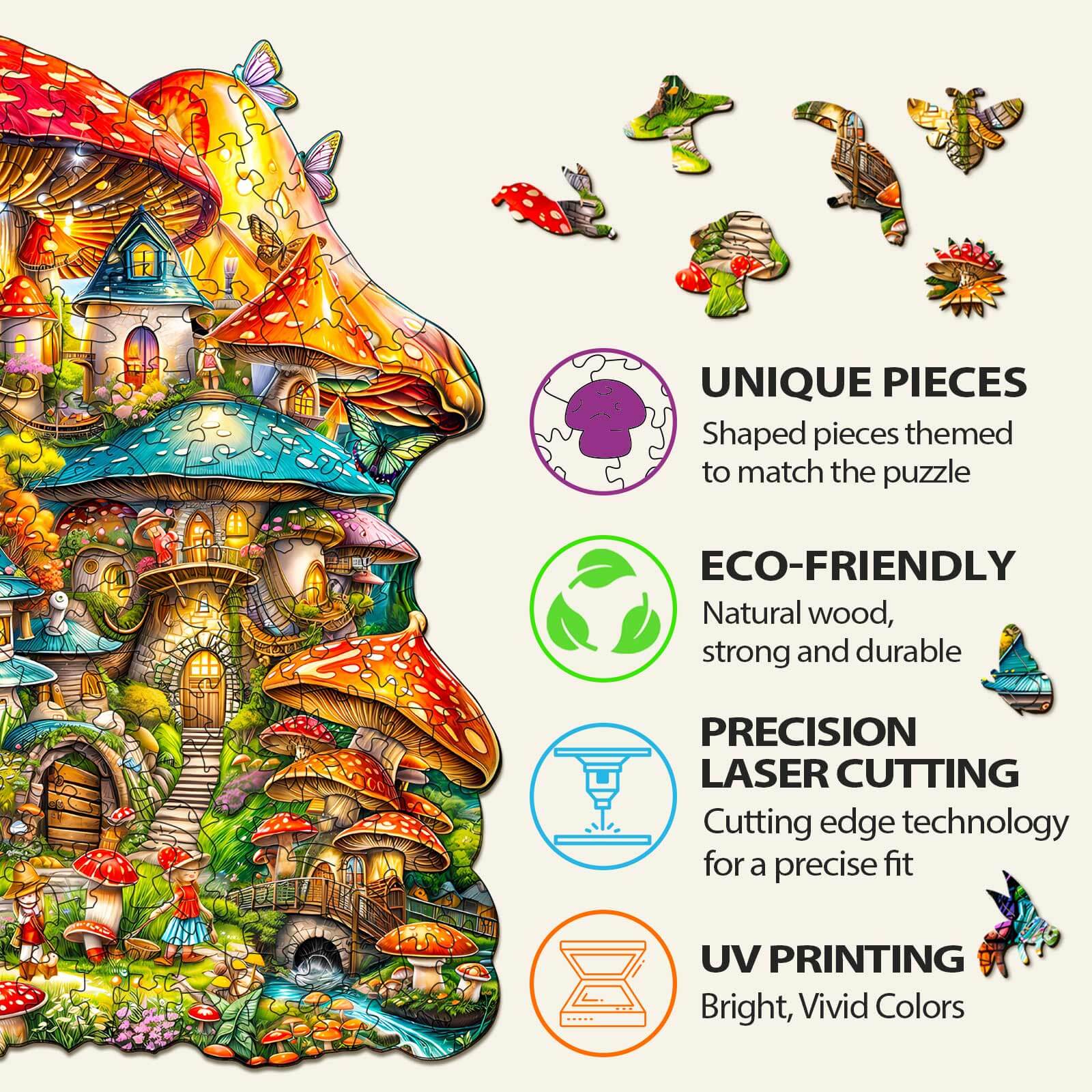 Mushroom House Wooden Jigsaw Puzzle - Image 5