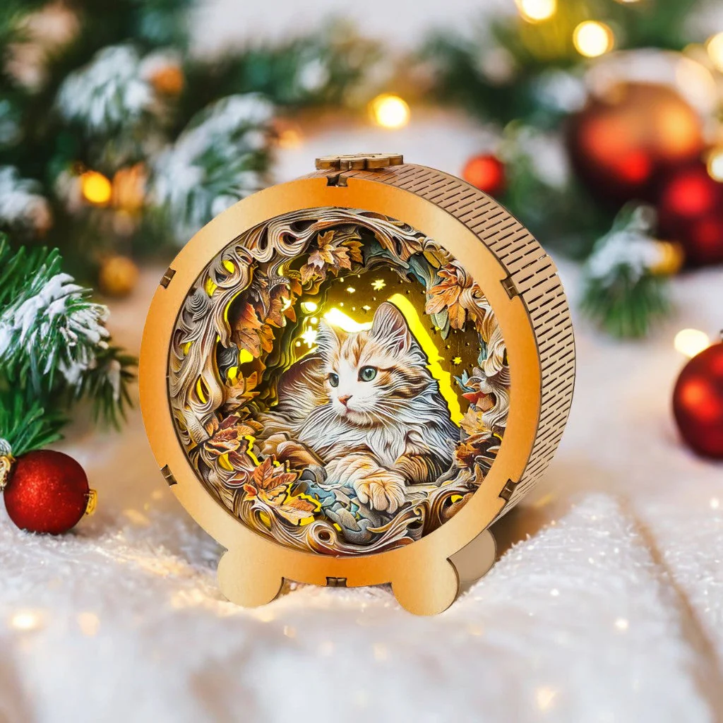 Mystical Cat Kit - 3D Wooden Puzzle Night Light - Image 4