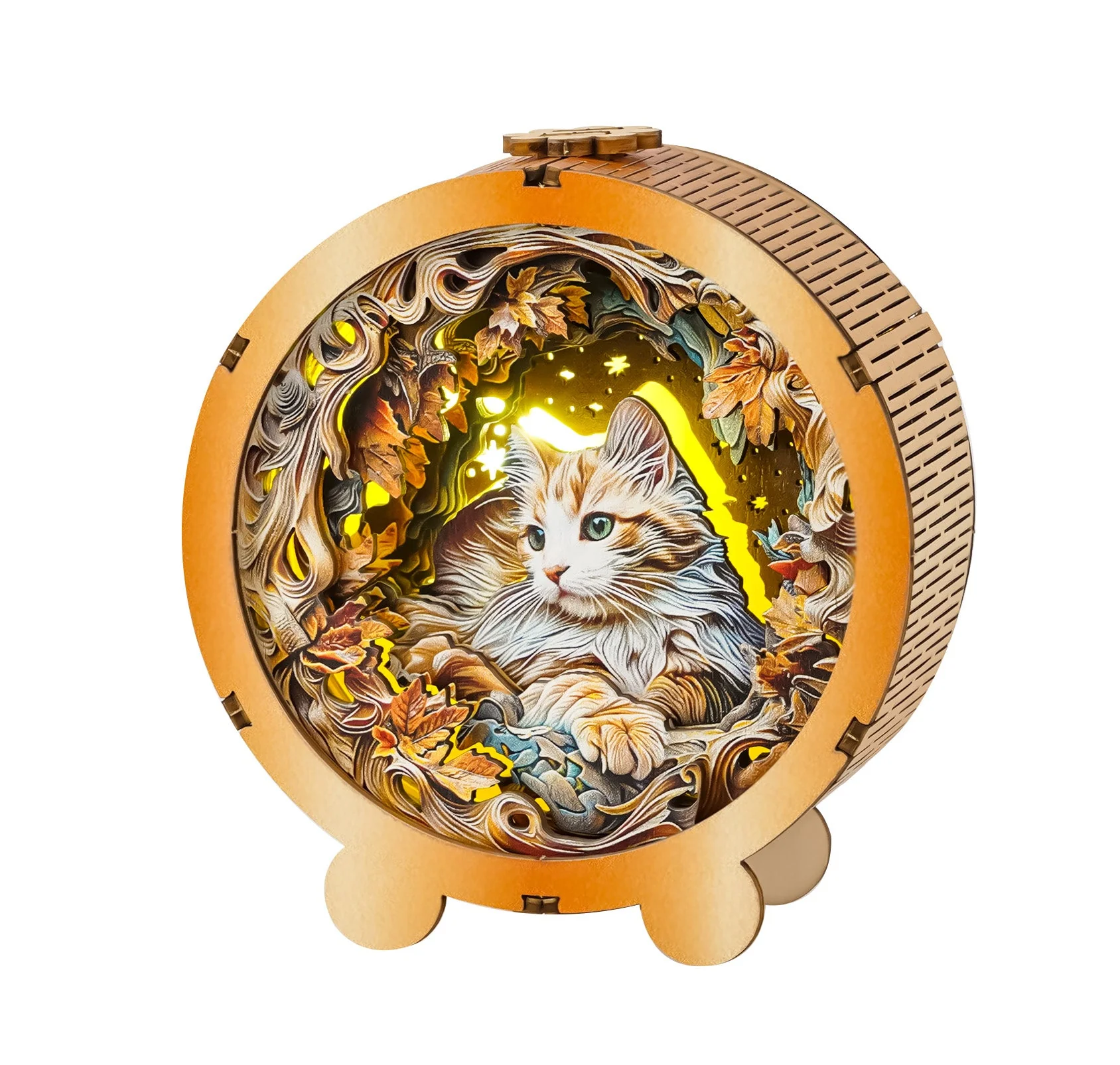 Mystical Cat Kit - 3D Wooden Puzzle Night Light - Image 7