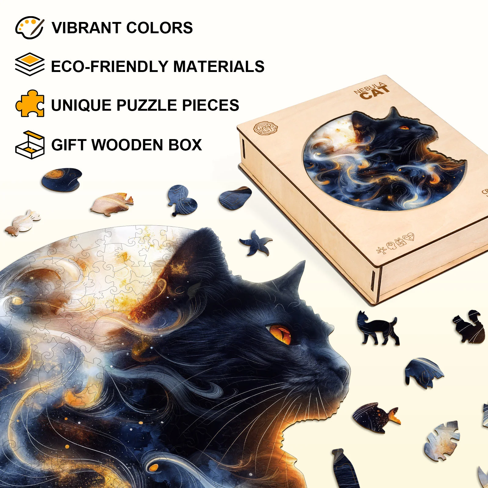 Nebula Cat Wooden Jigsaw Puzzle - Image 3