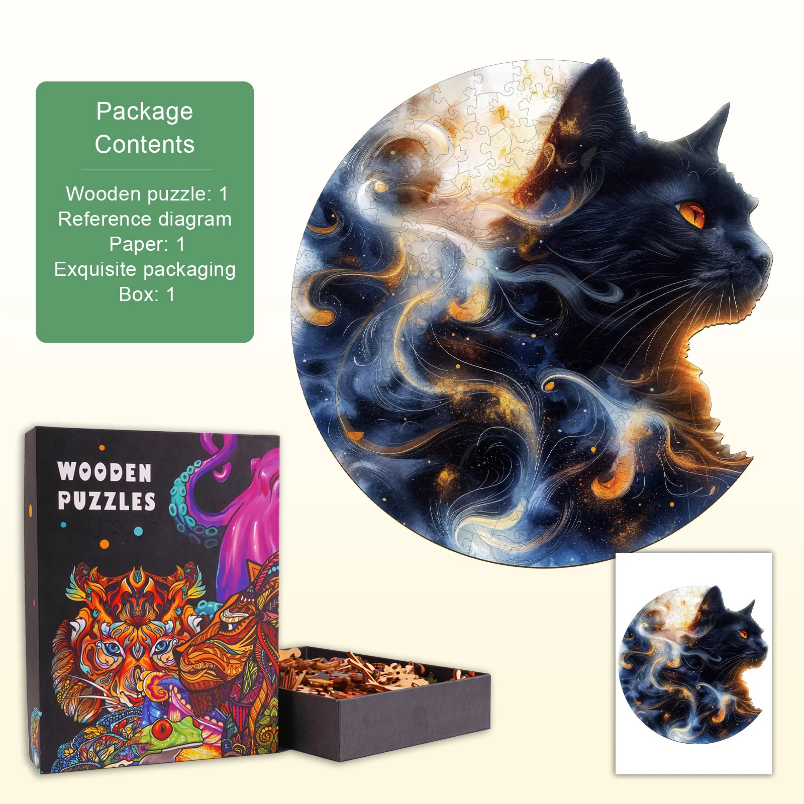 Nebula Cat Wooden Jigsaw Puzzle - Image 4