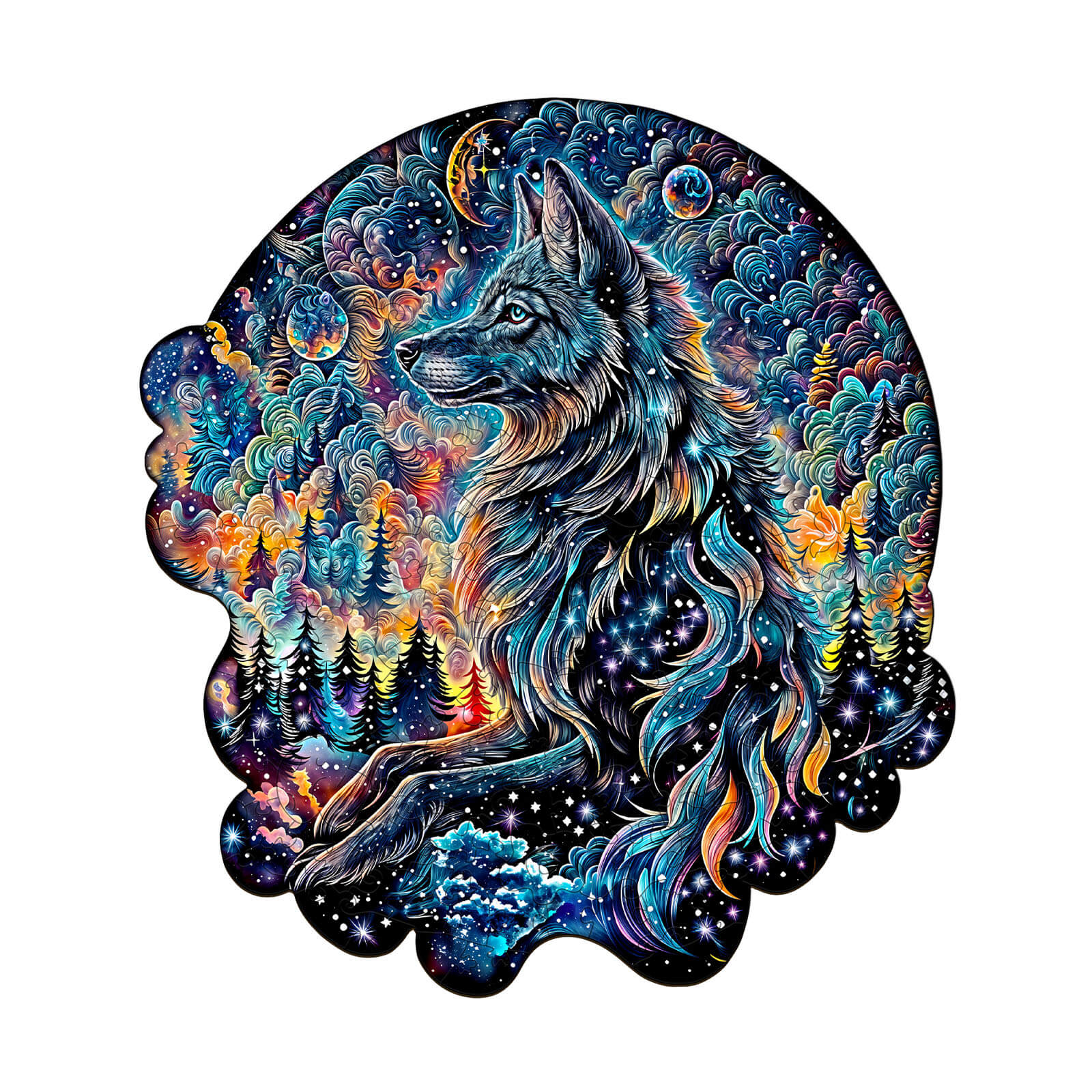 Nebula Wolf Wooden Jigsaw Puzzle