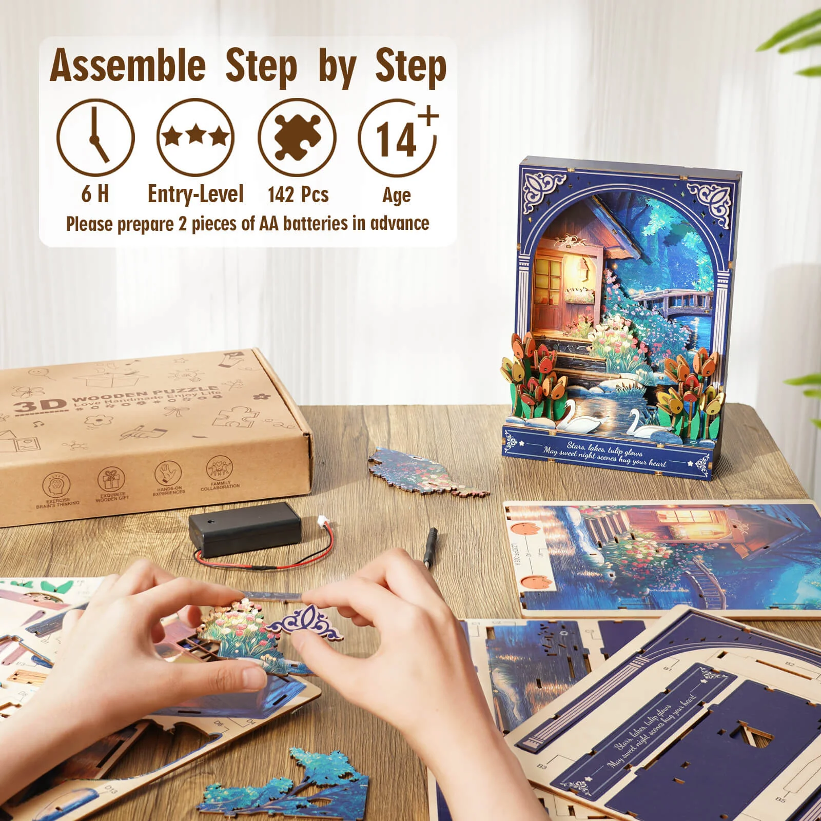 Nocturne at Starlake – DIY Wooden Painting, 3D Puzzle Craft Kit - Image 7