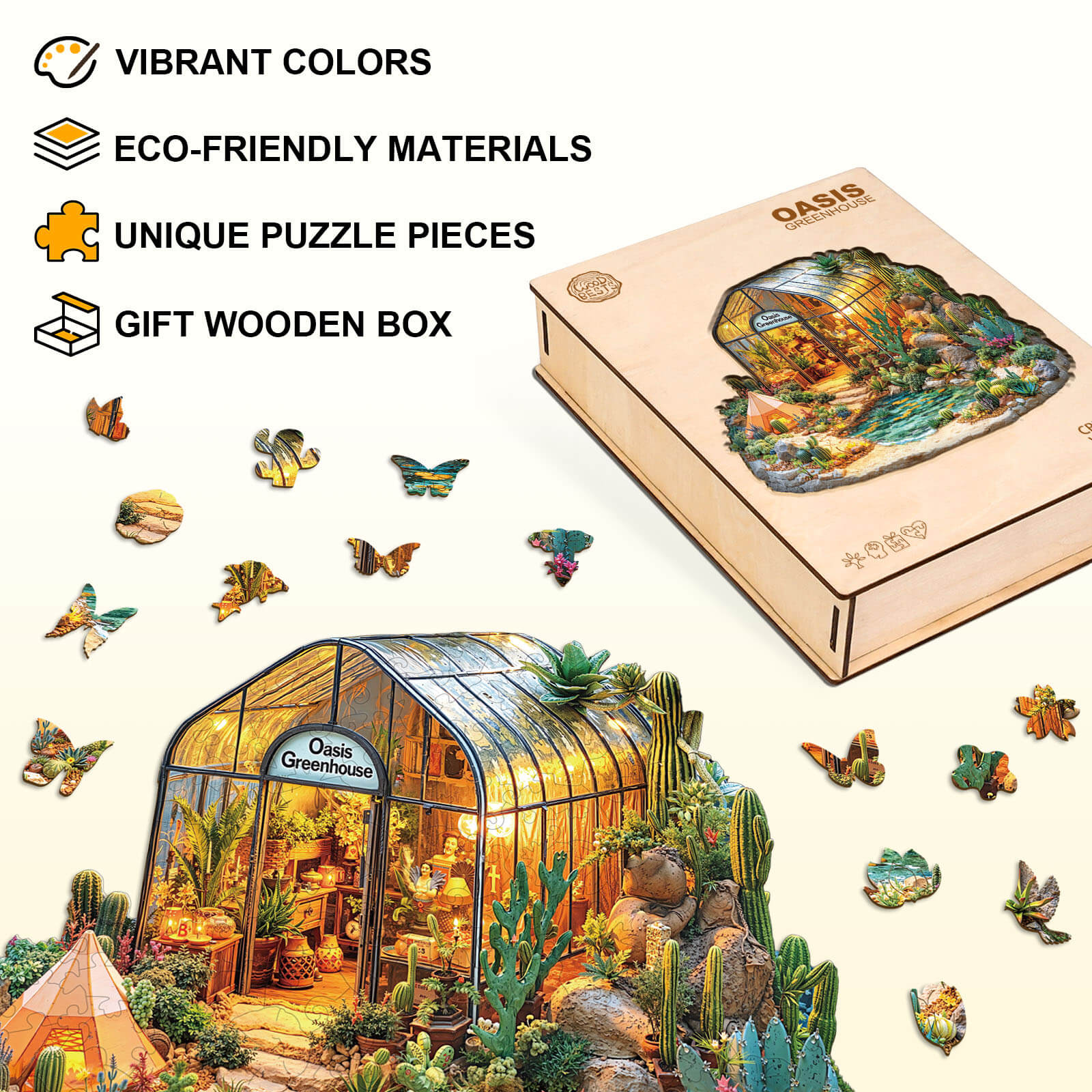 Oasis Greenhouse Wooden Jigsaw Puzzle - Image 5