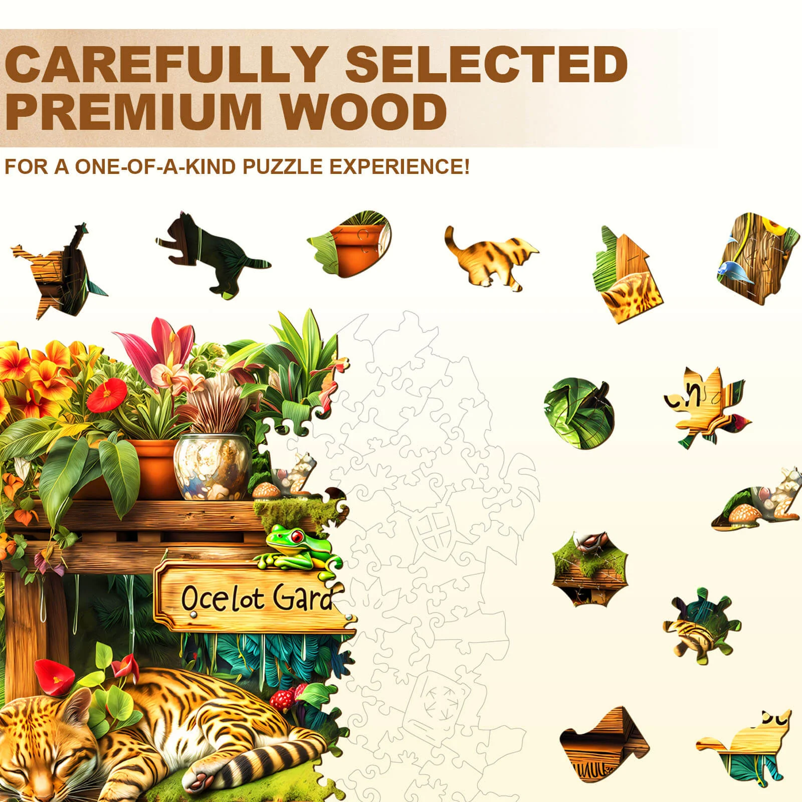 Ocelot Garden Wooden Jigsaw Puzzle - Image 3