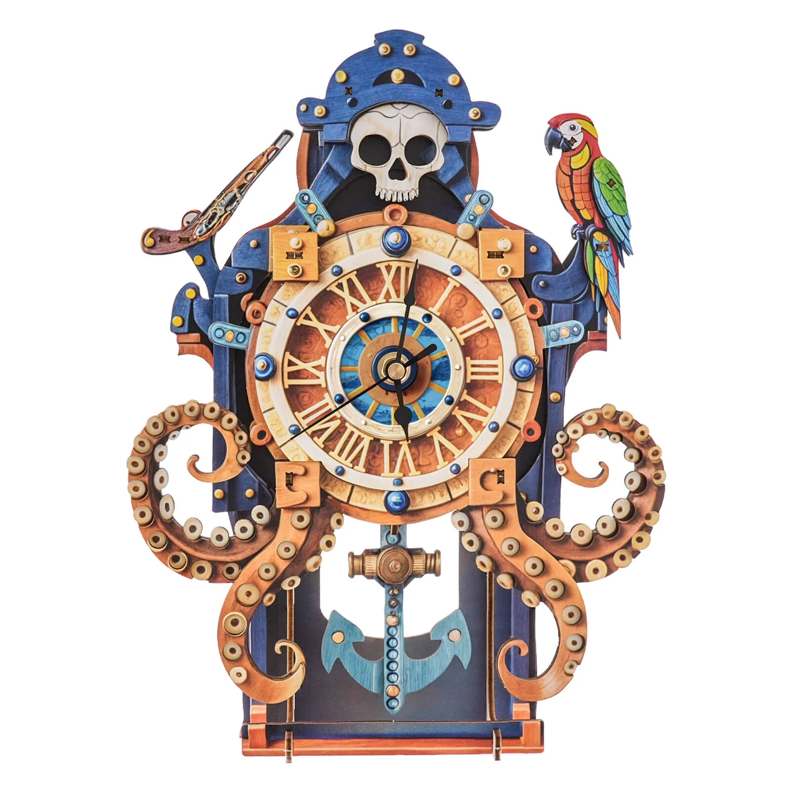 Octopus Sea Monster – DIY Wooden Clock, 3D Puzzle Craft Kit - Image 4