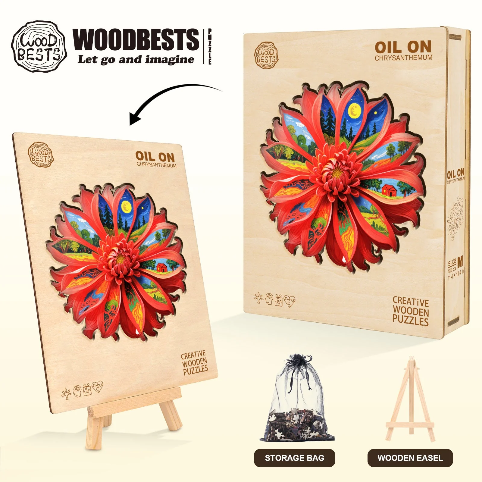 Oil On Chrysanthemum Wooden Jigsaw Puzzle - Image 6
