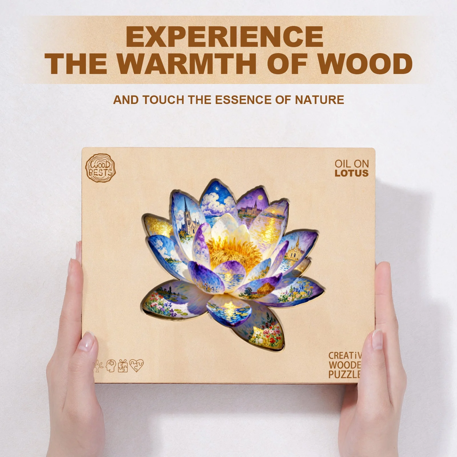 Oil On Lotus Wooden Jigsaw Puzzle - Image 4
