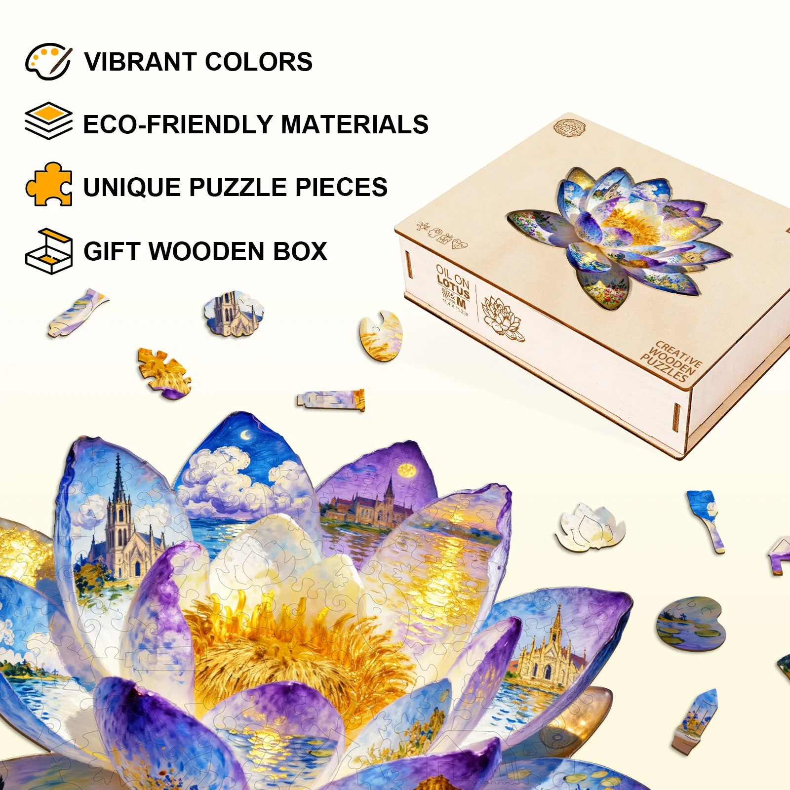 Oil On Lotus Wooden Jigsaw Puzzle - Image 5