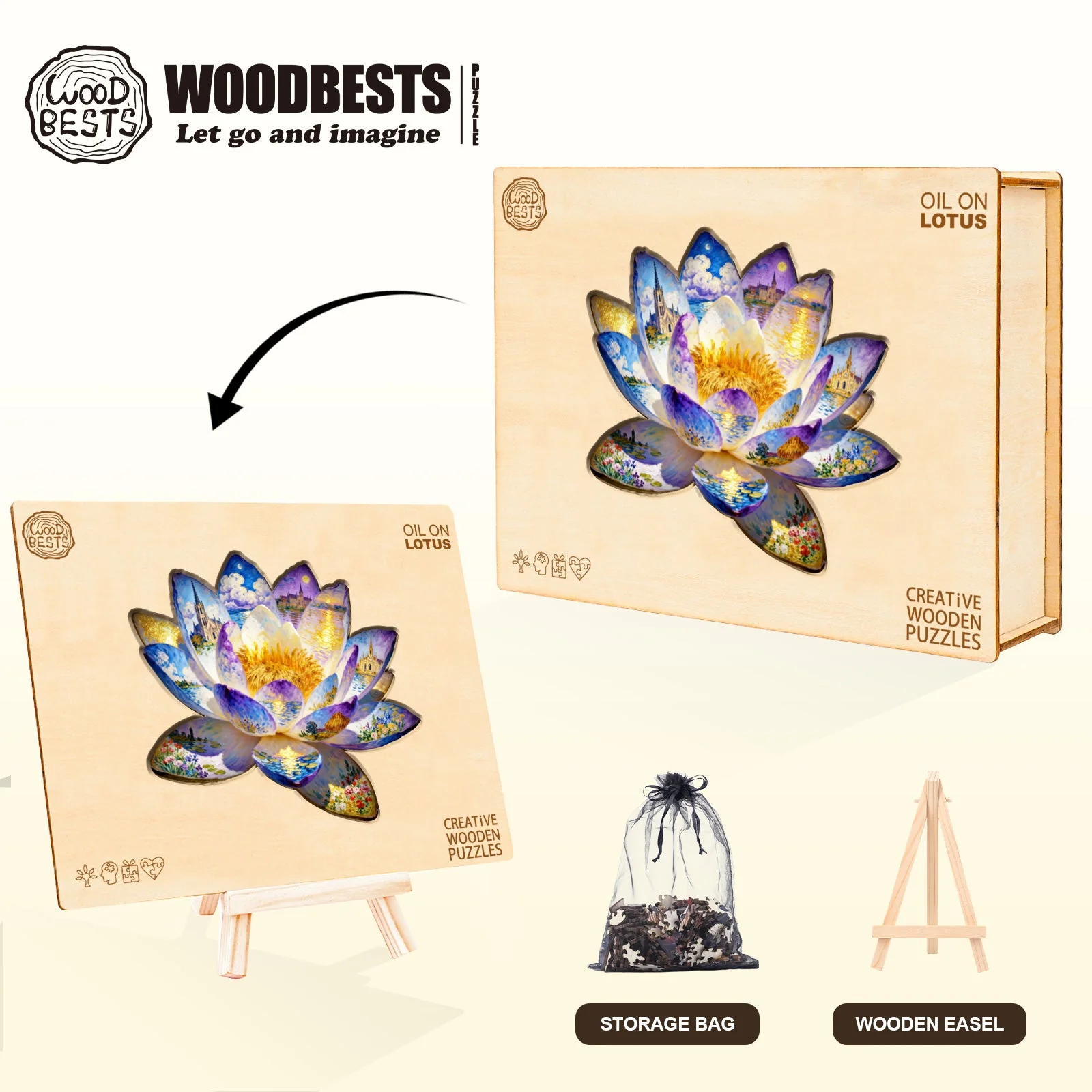 Oil On Lotus Wooden Jigsaw Puzzle - Image 6