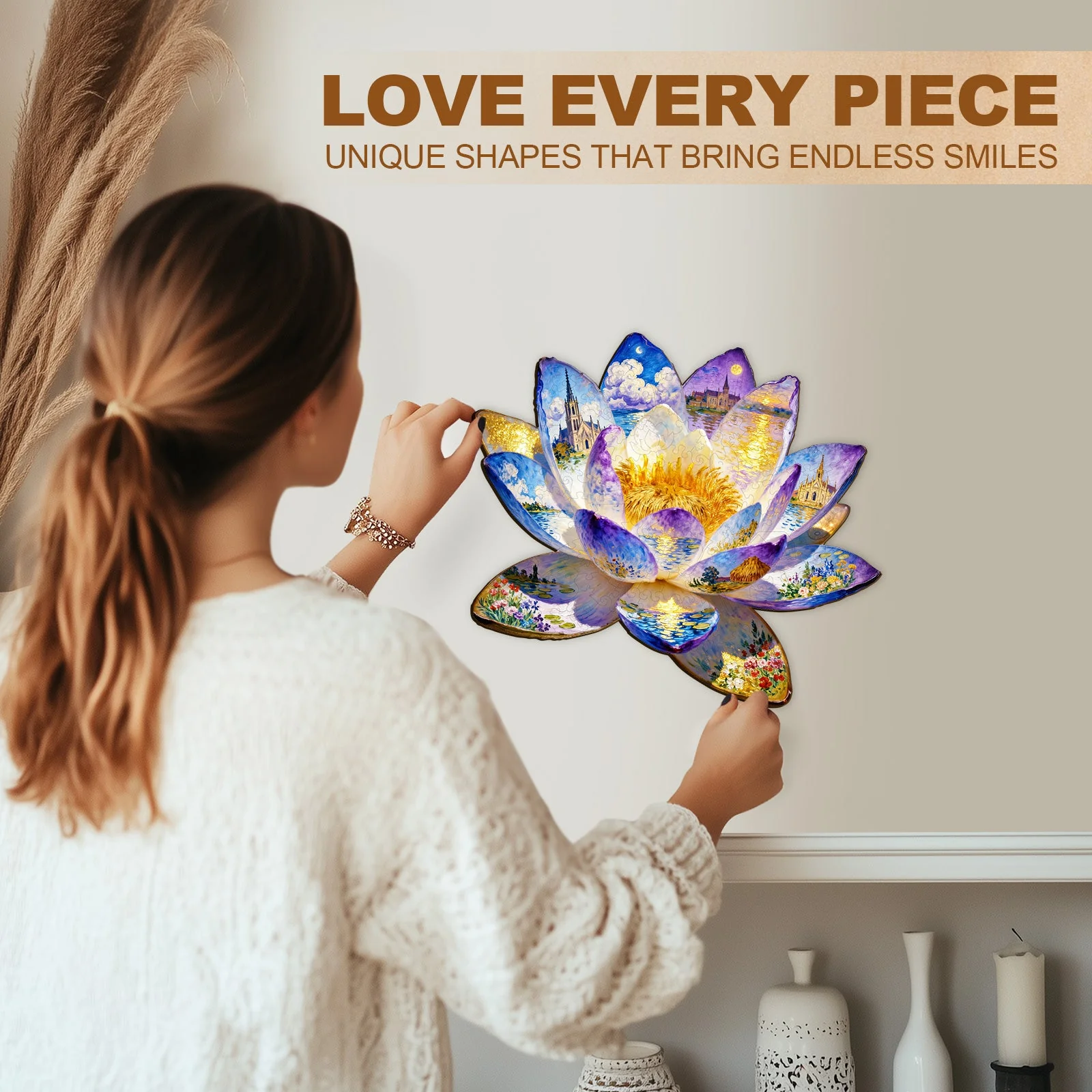 Oil On Lotus Wooden Jigsaw Puzzle - Image 8