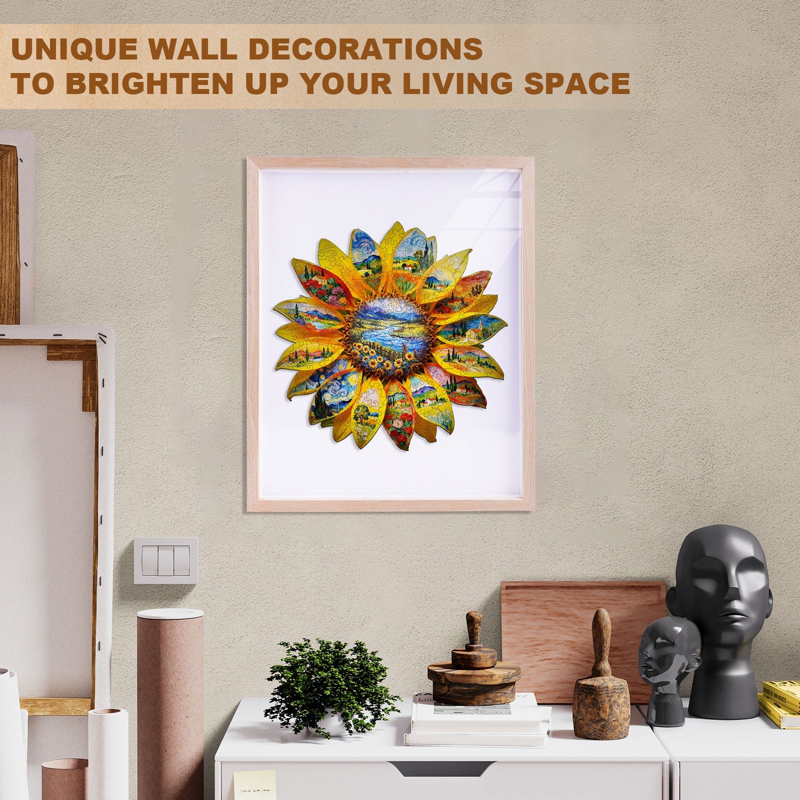 Oil on Sunflower Wooden Jigsaw Puzzle - Image 10