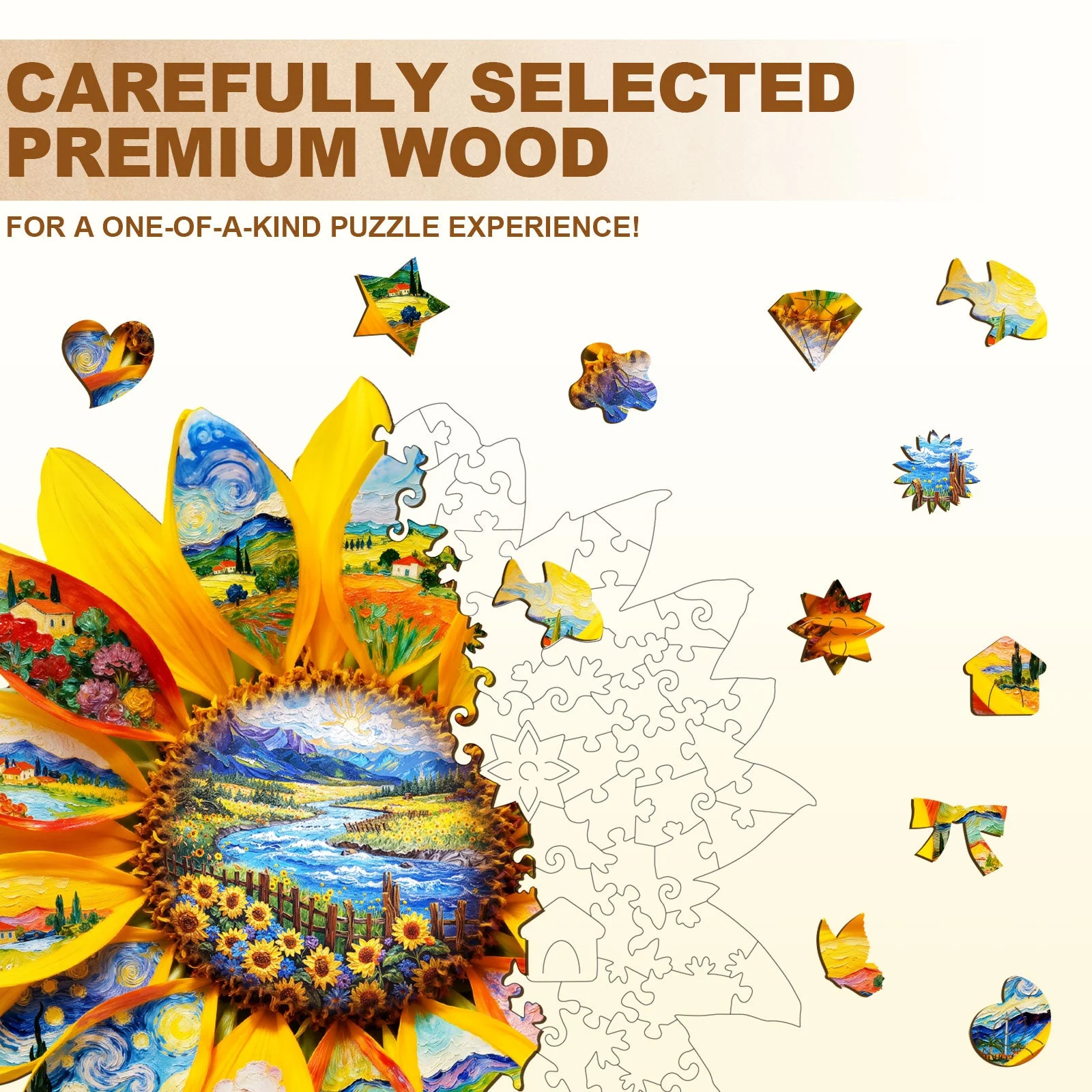 Oil on Sunflower Wooden Jigsaw Puzzle - Image 2