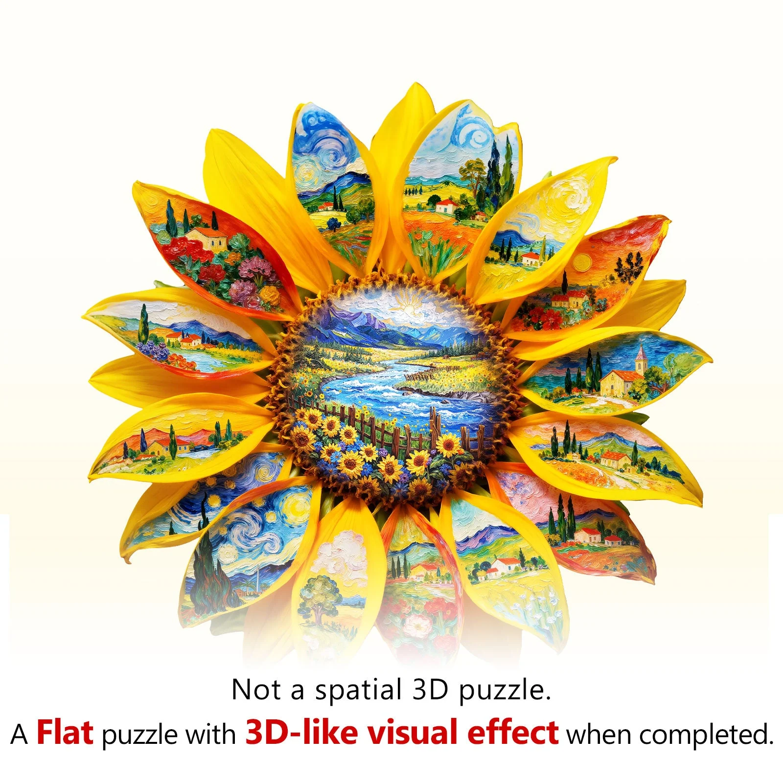 Oil on Sunflower Wooden Jigsaw Puzzle - Image 3